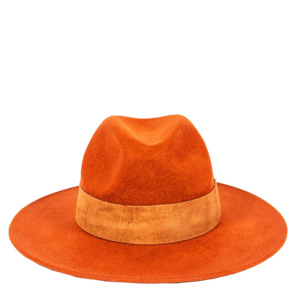 WIDE BRIM HAT - leather braid