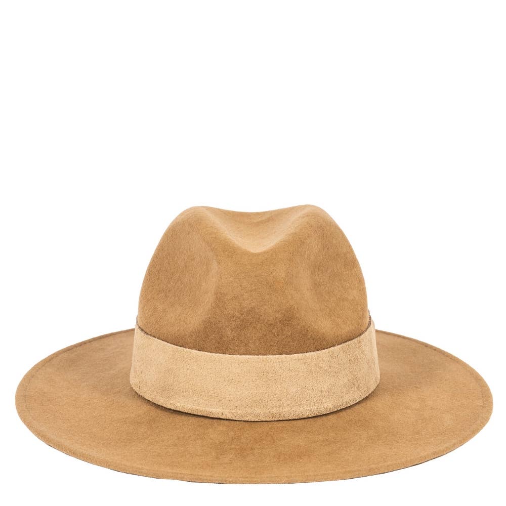 WIDE BRIM HAT - leather braid