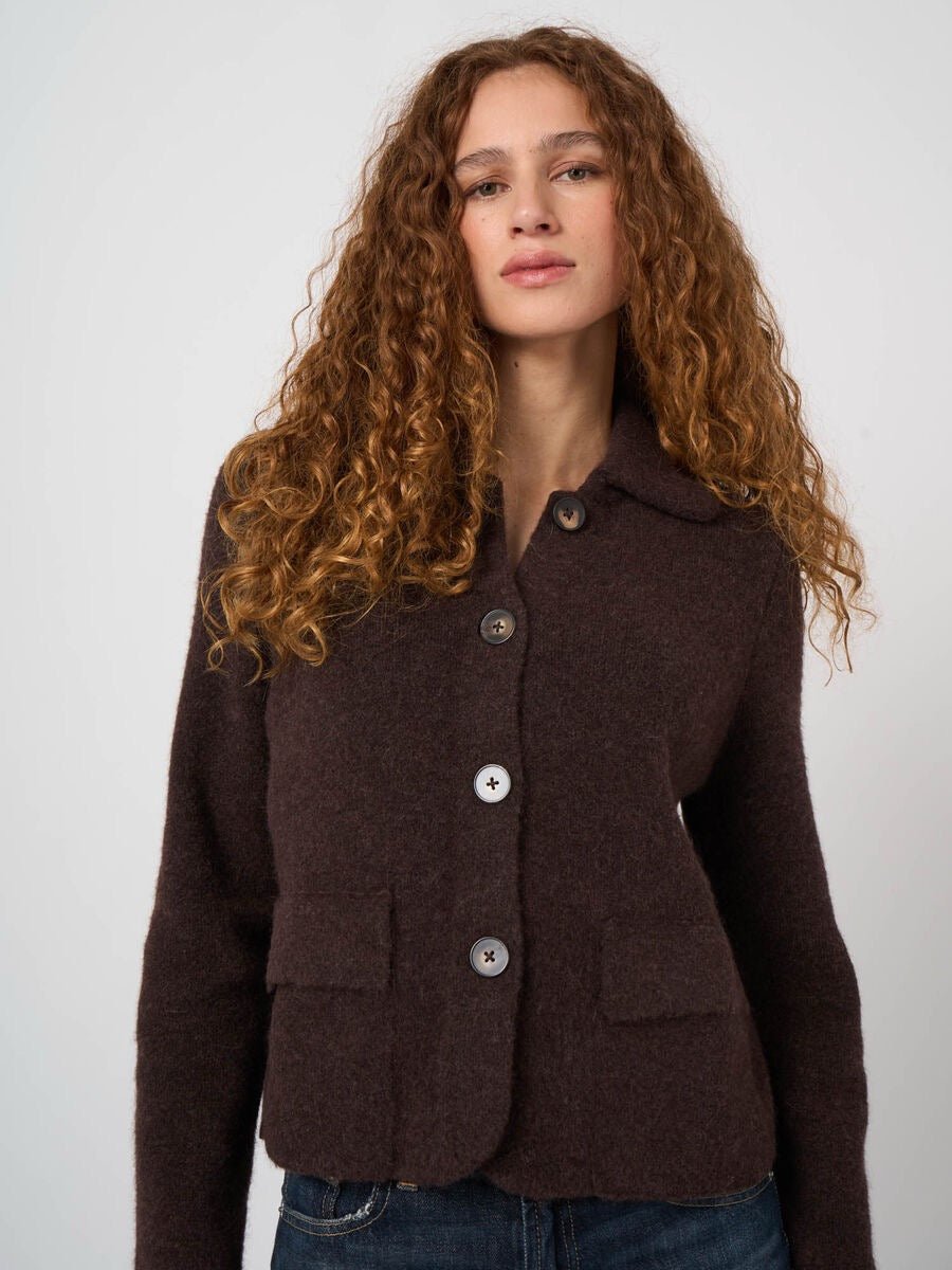 Boxy Wool-Alpaca Cardigan
