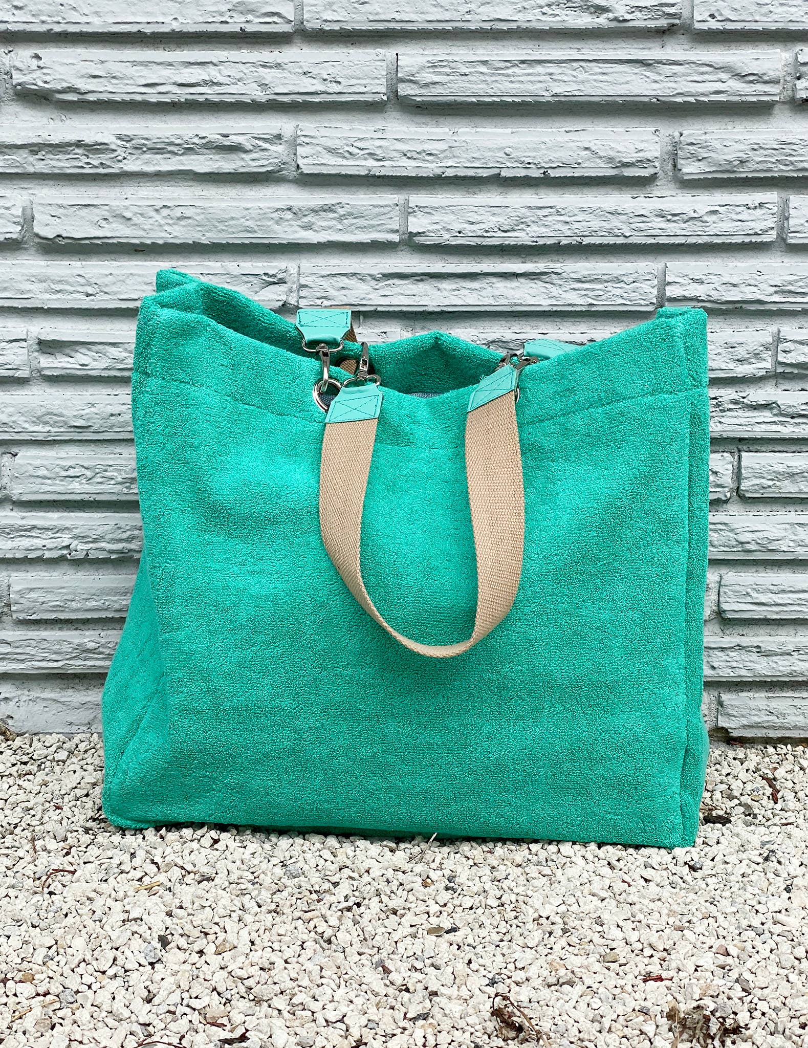 Solid Terry Plastic Lined Tote