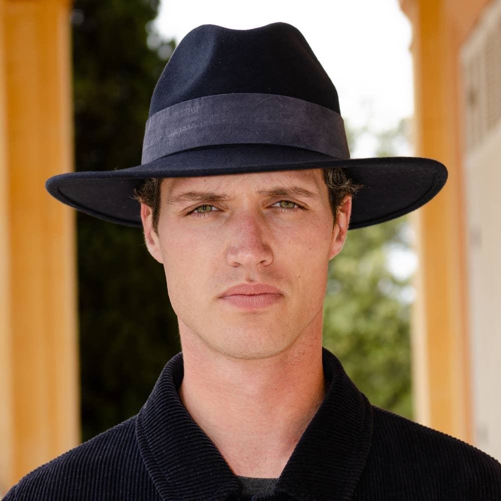 WIDE BRIM HAT - leather braid