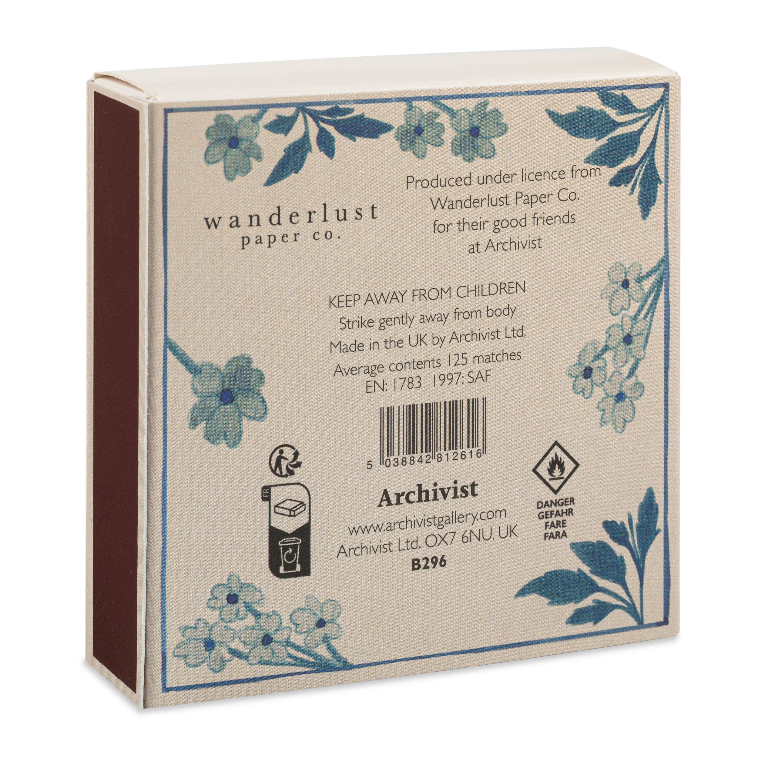 Blue Floral | Square - Safety Matches