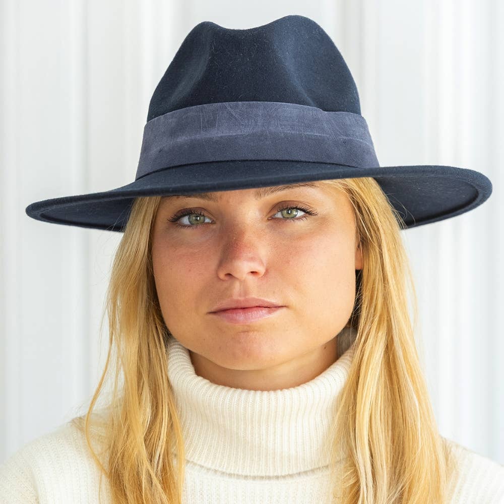 WIDE BRIM HAT - leather braid