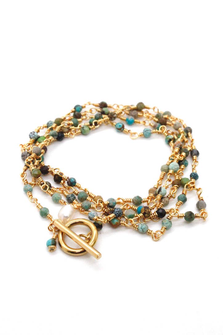 African Turquoise Chain Long Necklace -French Flair Collection-