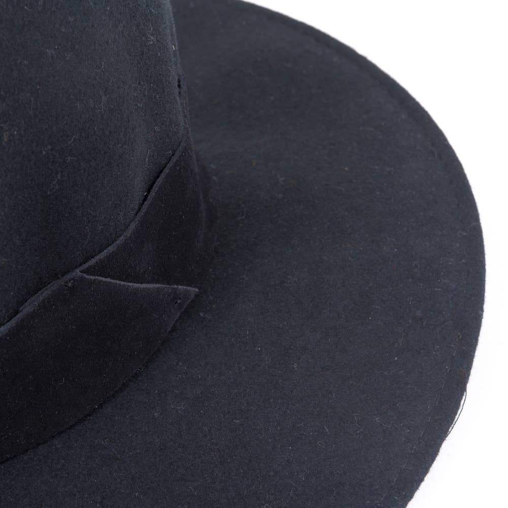 WIDE BRIM HAT - leather braid