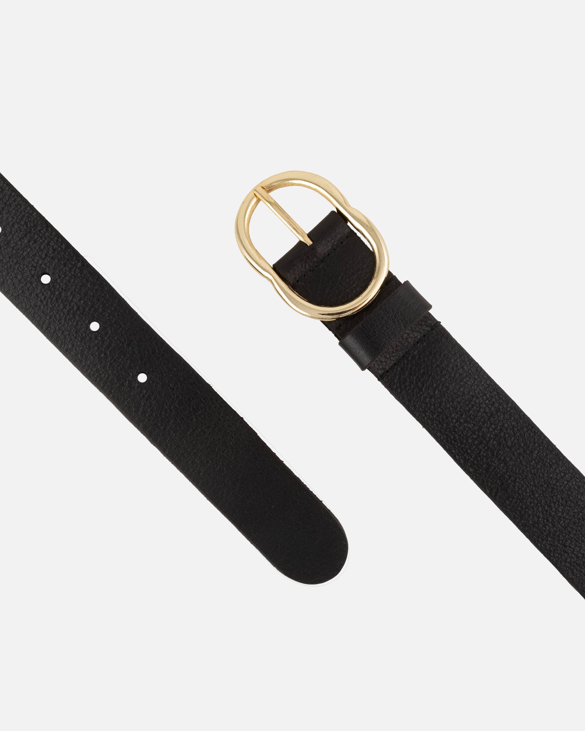 Elise | Classic Leather Belt with Gold Oval Buckle