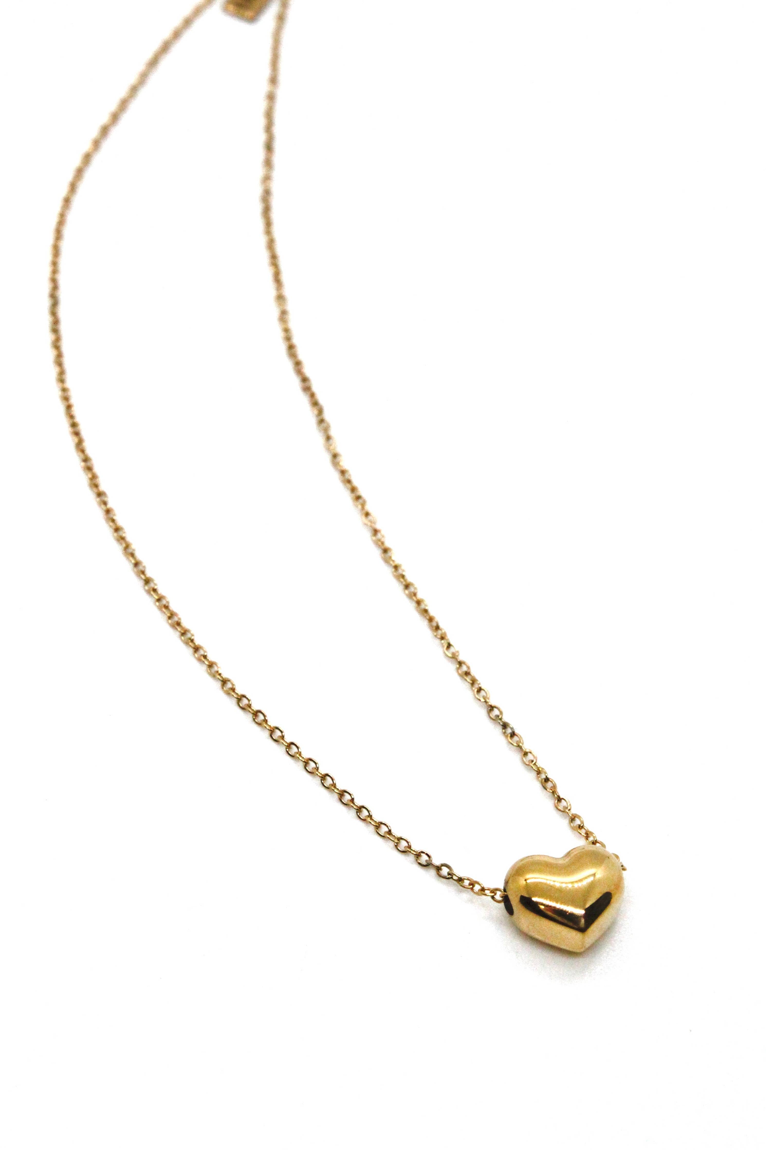 24K Gold Plate Single Heart Necklace -French Flair Collection- N2-2028