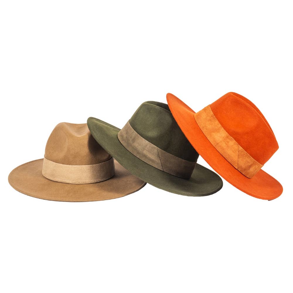WIDE BRIM HAT - leather braid