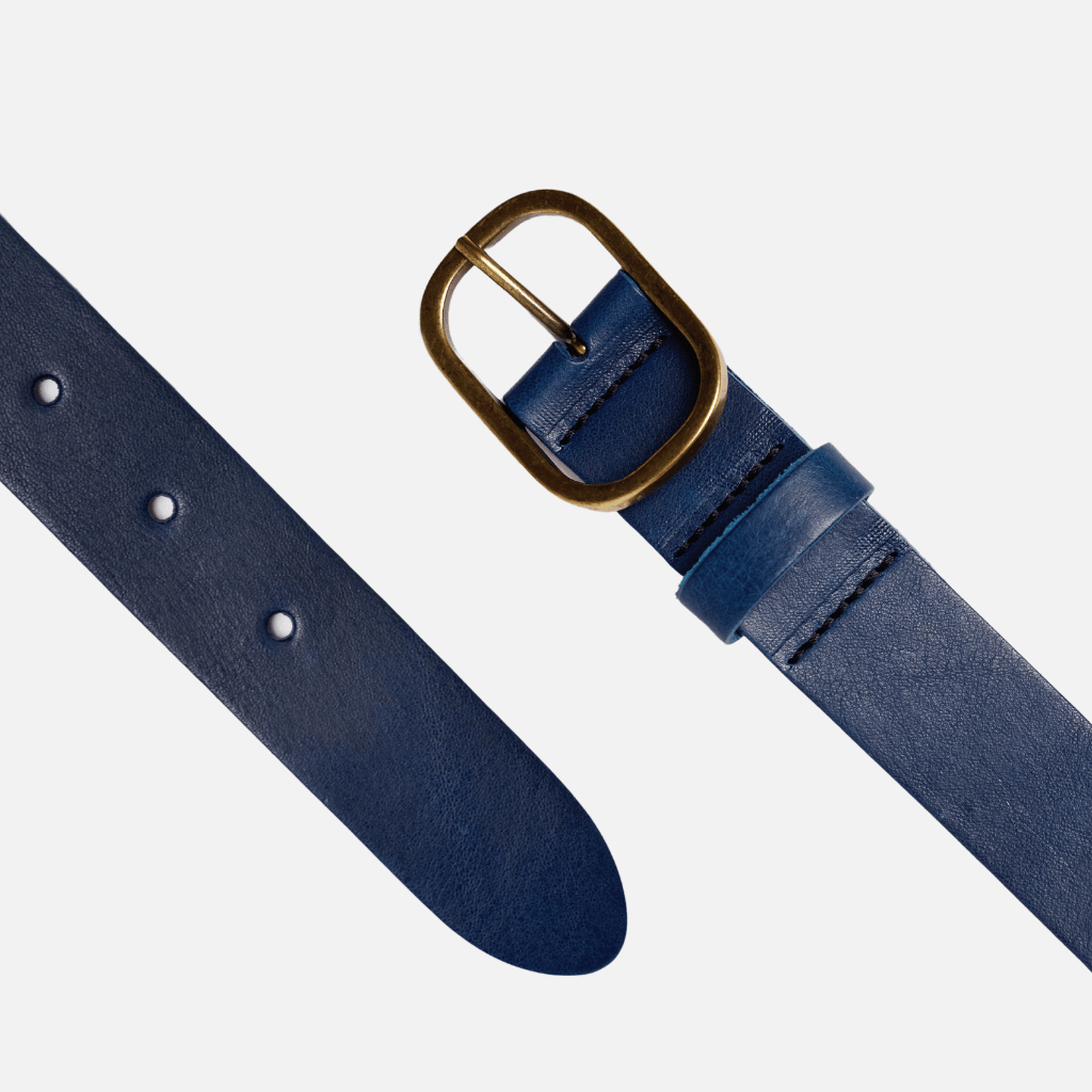 Marin | Gold Oval Buckle Design Statement Leather Belt Women