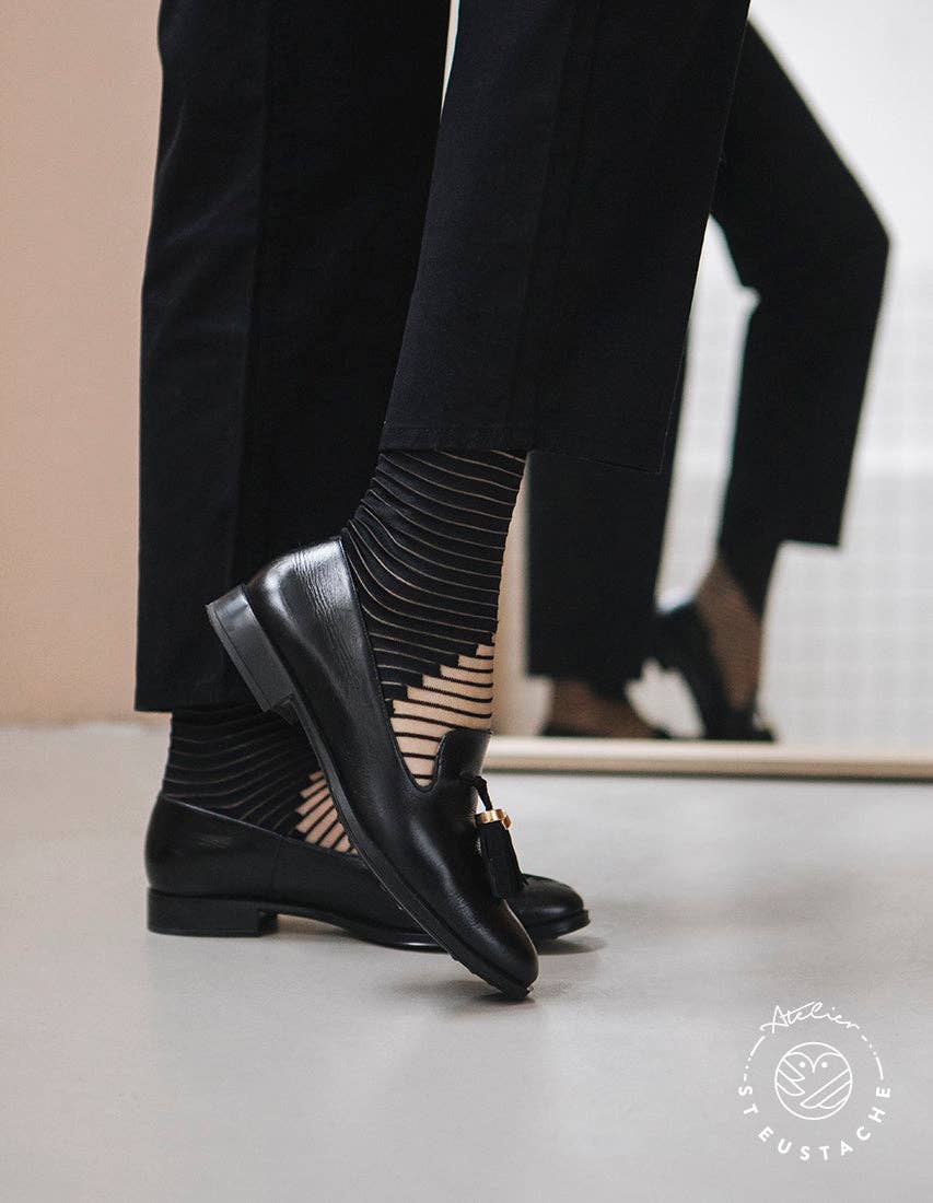 SHIBUYA BLACK • Women's transparent graphic socks
