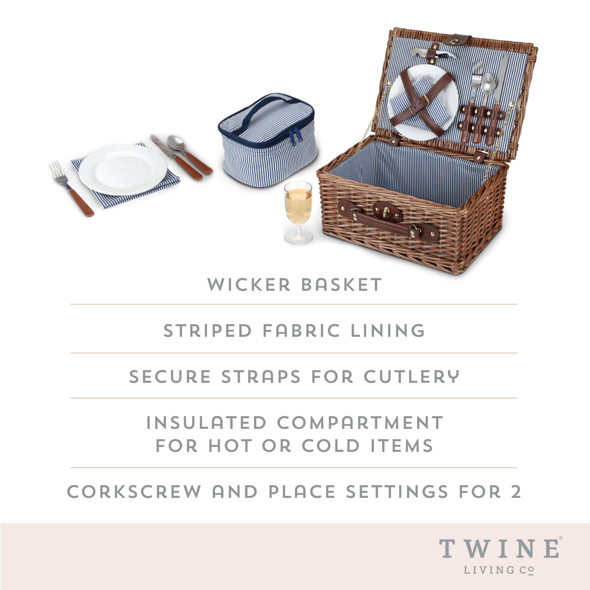 Newport Woven Wicker Picnic Basket Set