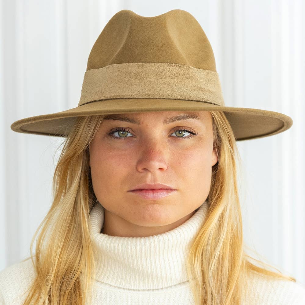 WIDE BRIM HAT - leather braid