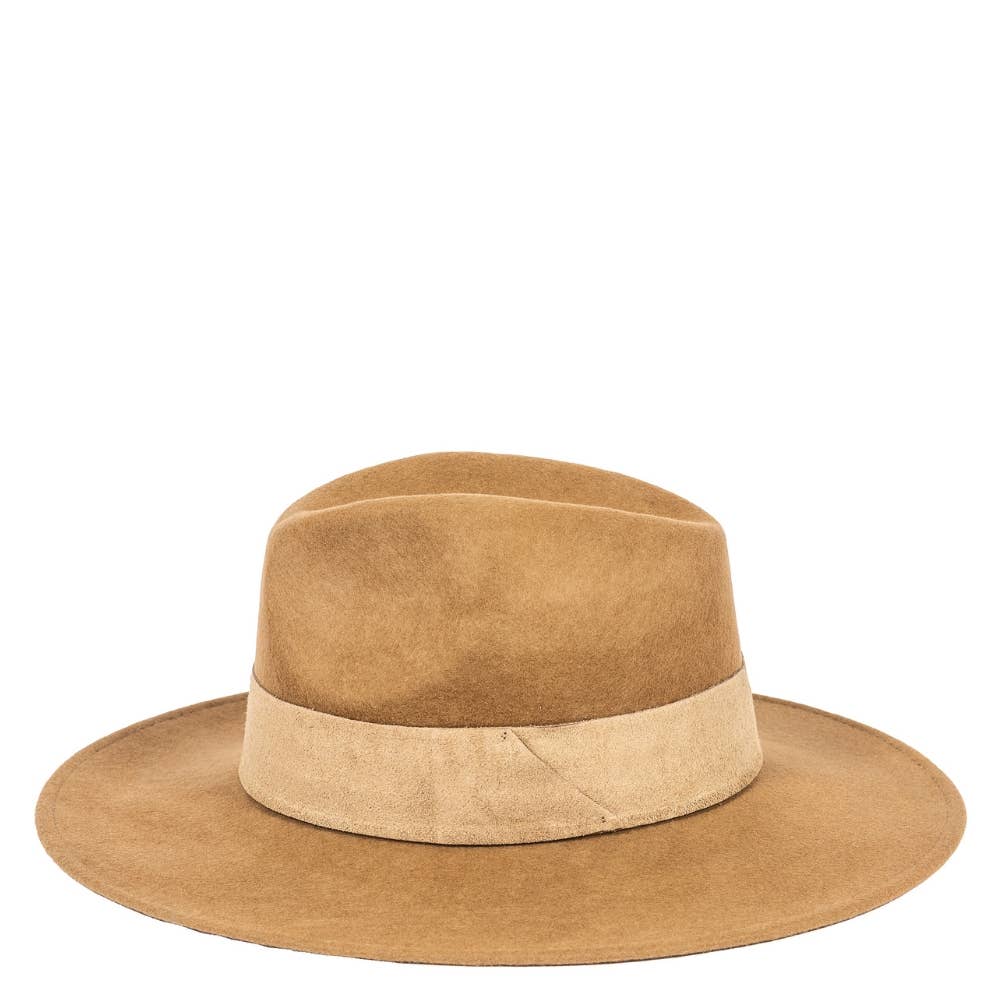 WIDE BRIM HAT - leather braid