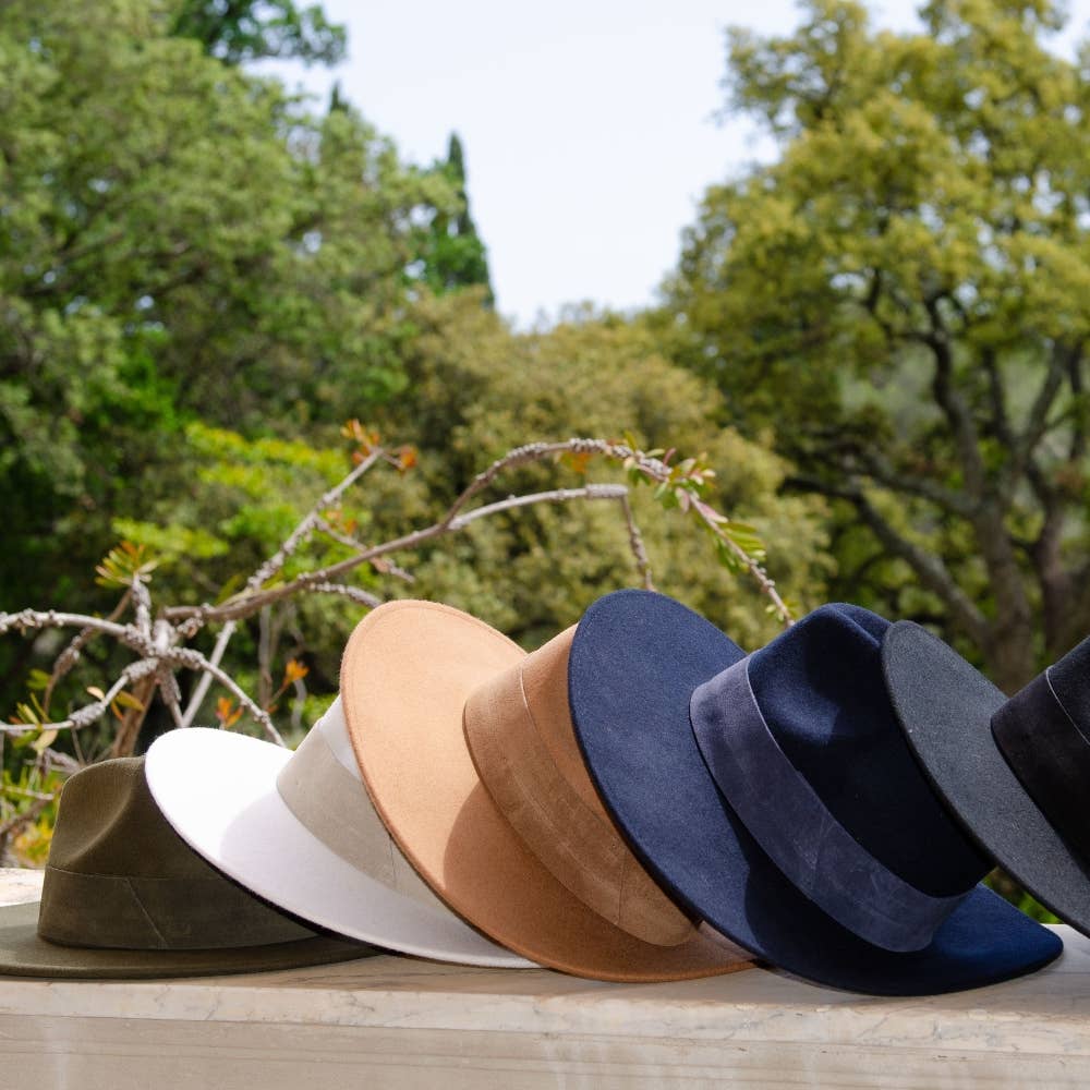 WIDE BRIM HAT - leather braid