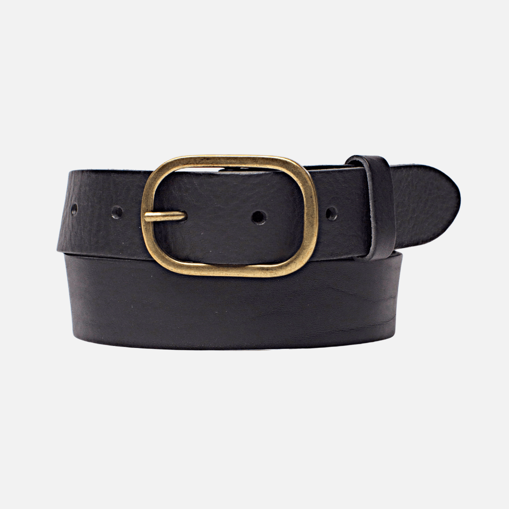 Marin | Gold Oval Buckle Design Statement Leather Belt Women