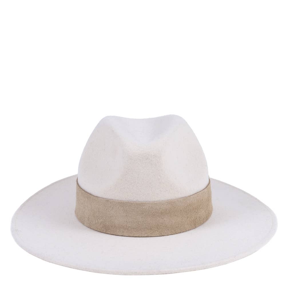 WIDE BRIM HAT - leather braid