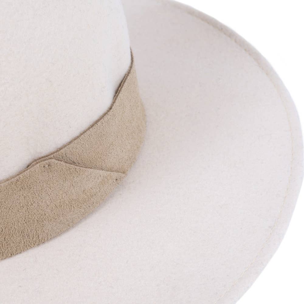 WIDE BRIM HAT - leather braid