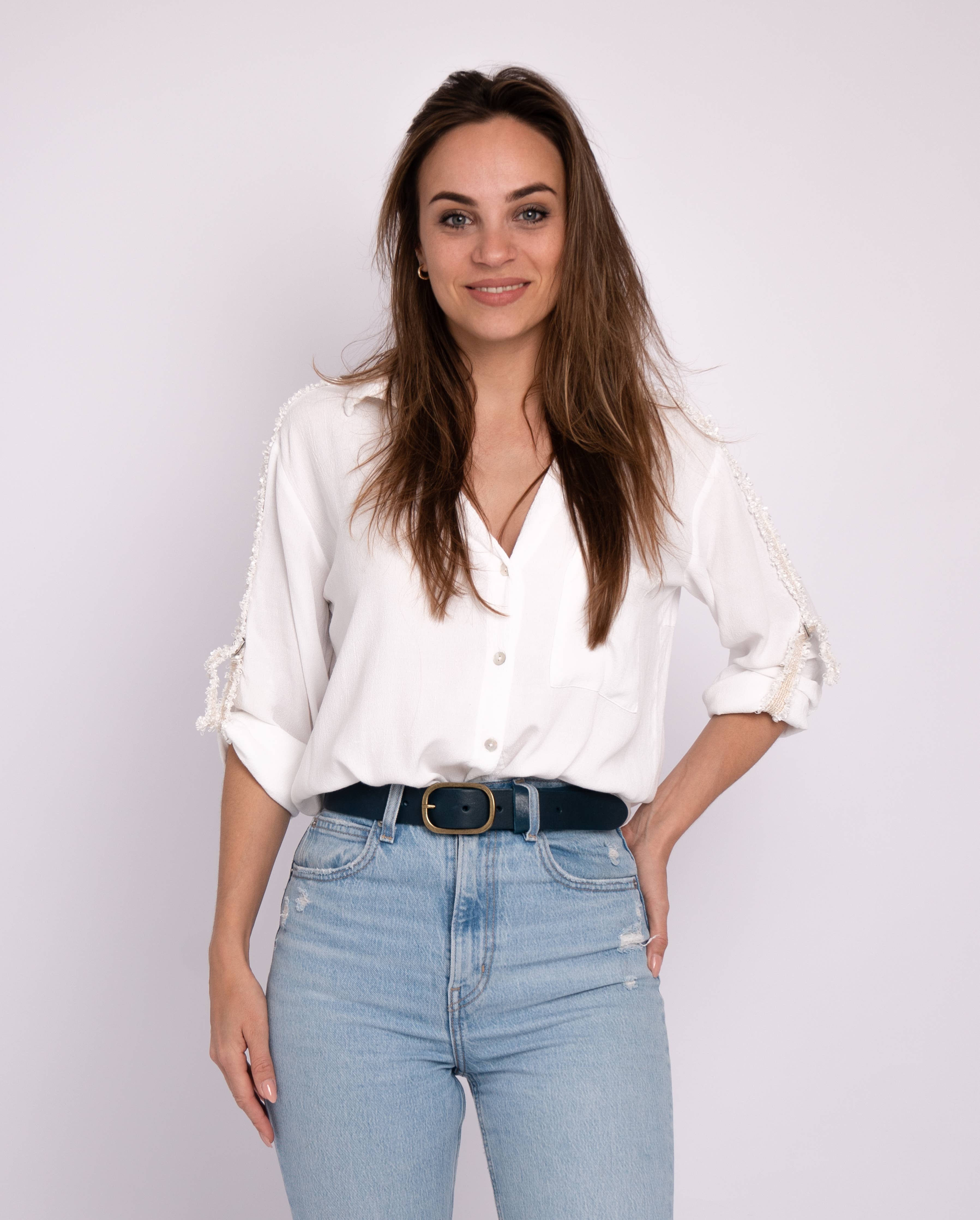 Marin | Gold Oval Buckle Design Statement Leather Belt Women