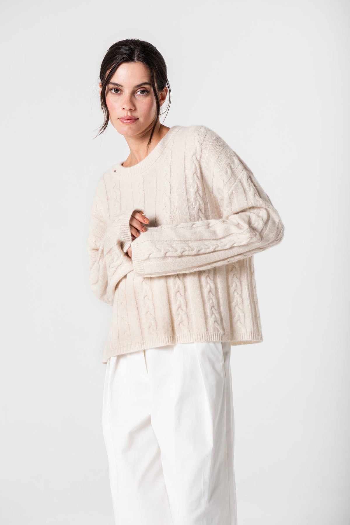 Marsha Cable in Cashmere - Oatmeal