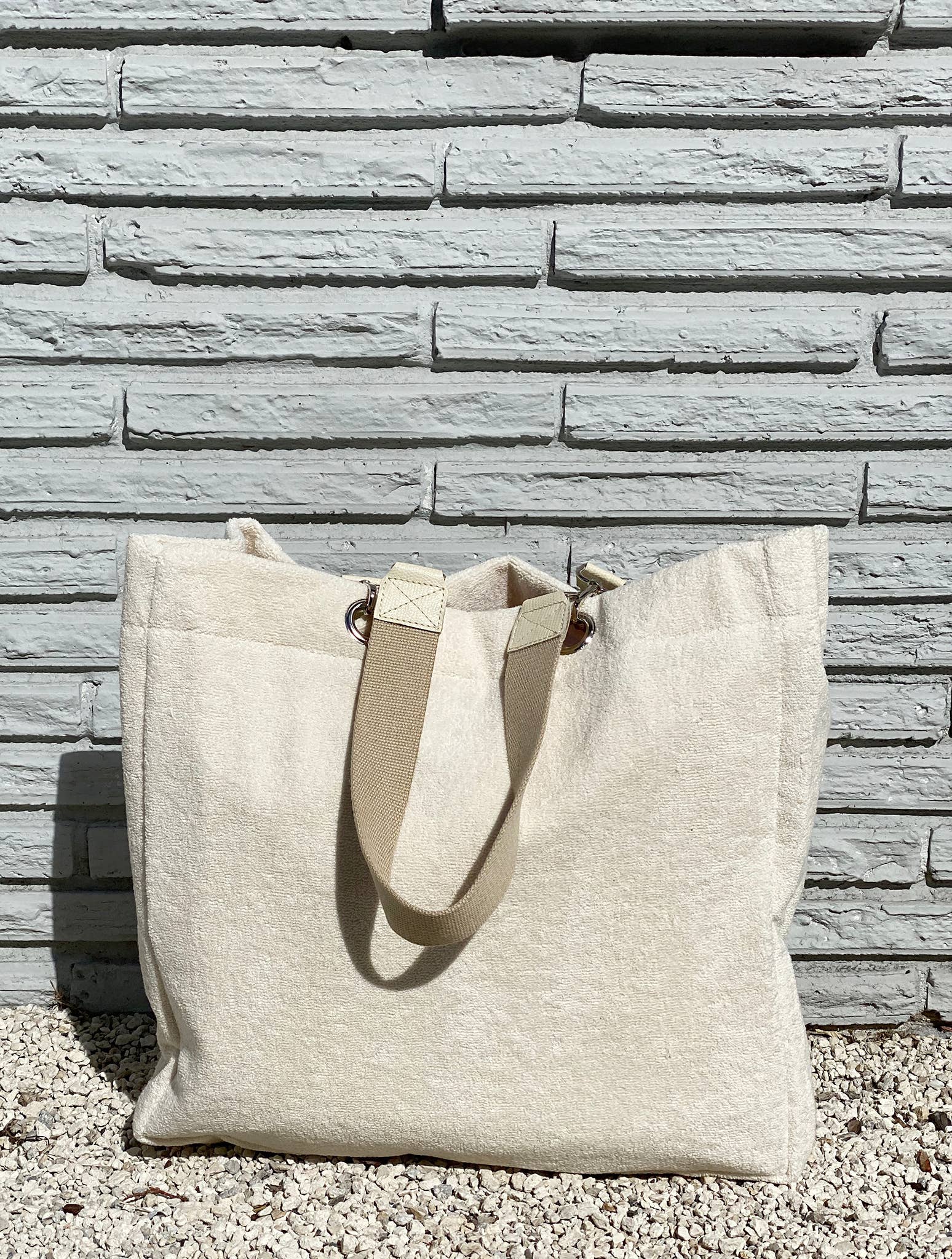 Solid Terry Plastic Lined Tote