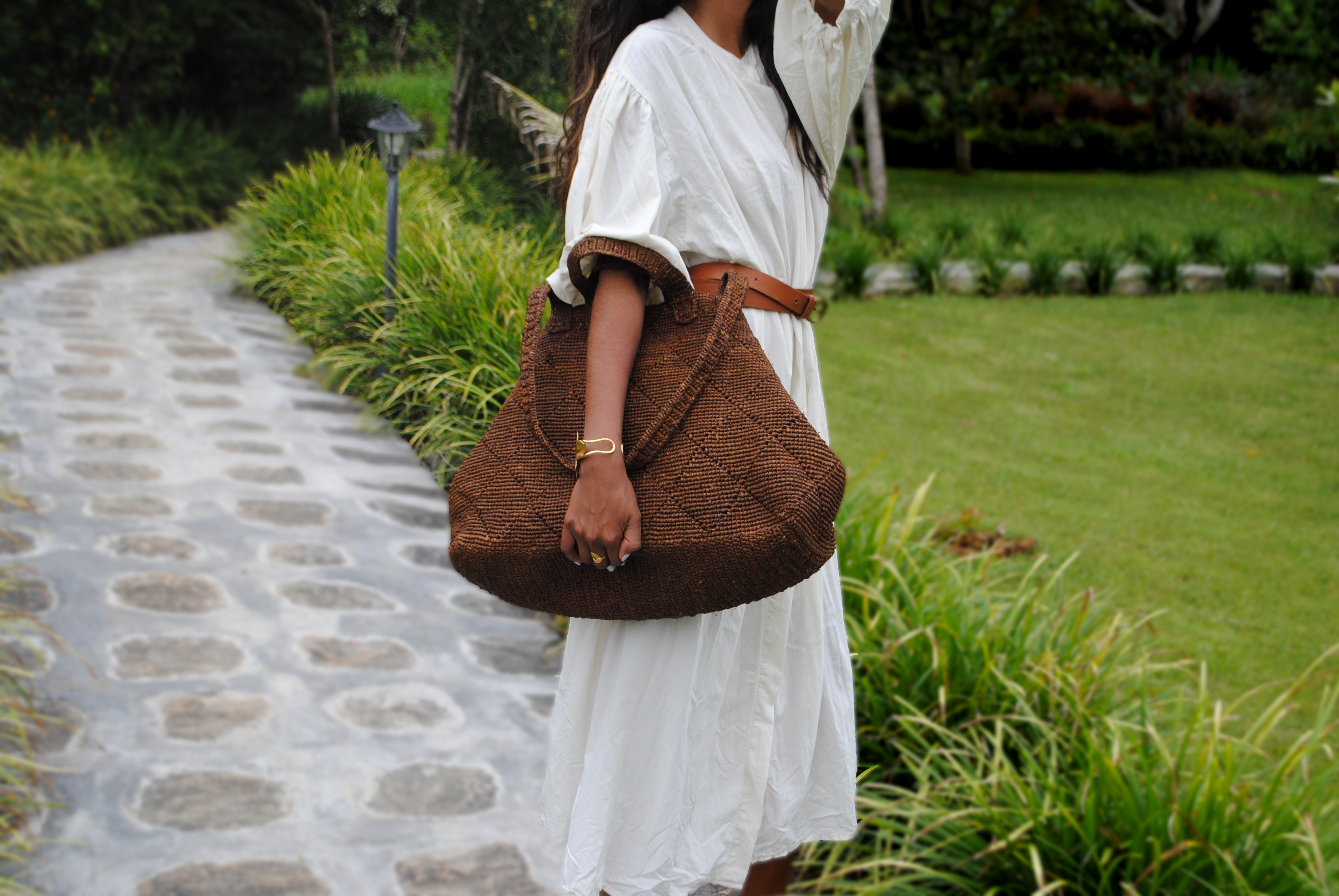 Bossy heritage large bag, in natural raffia