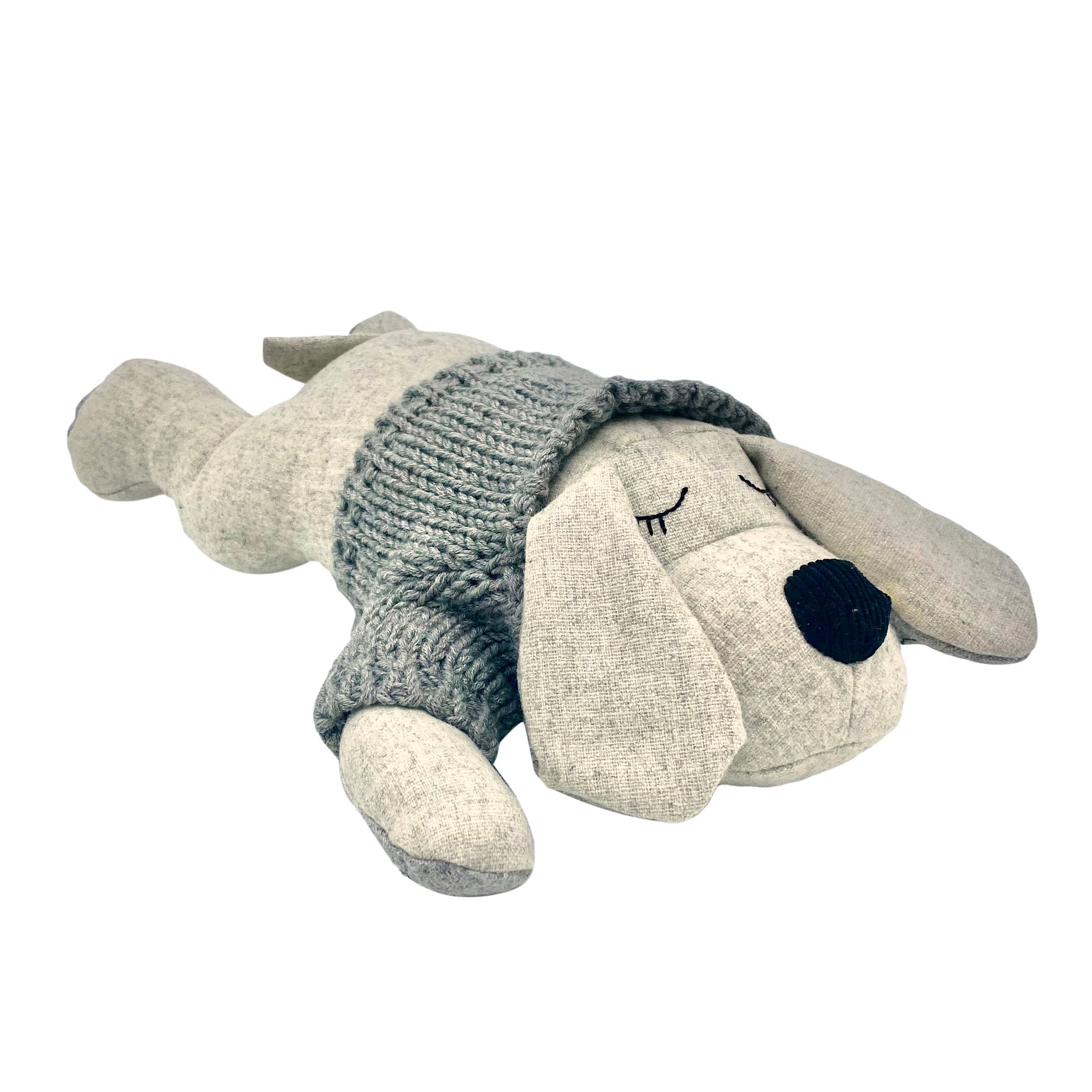 Miles Dog Stuffed Toy in Mustard & Pink Merino Wool