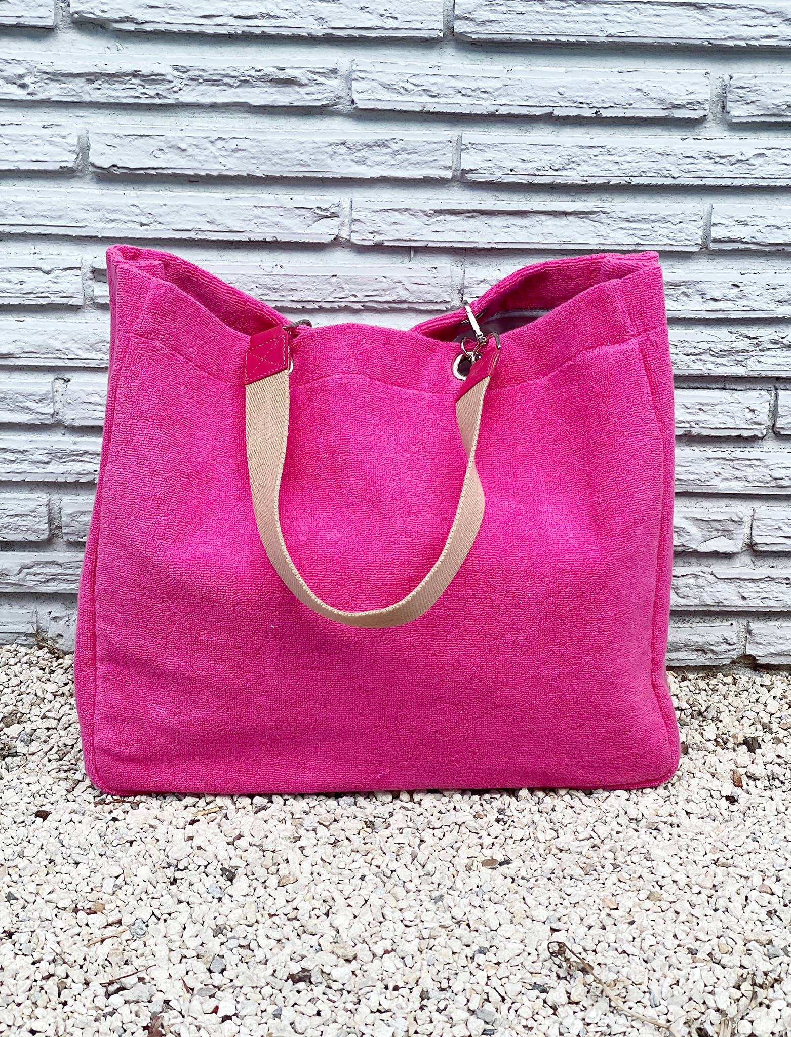 Solid Terry Plastic Lined Tote