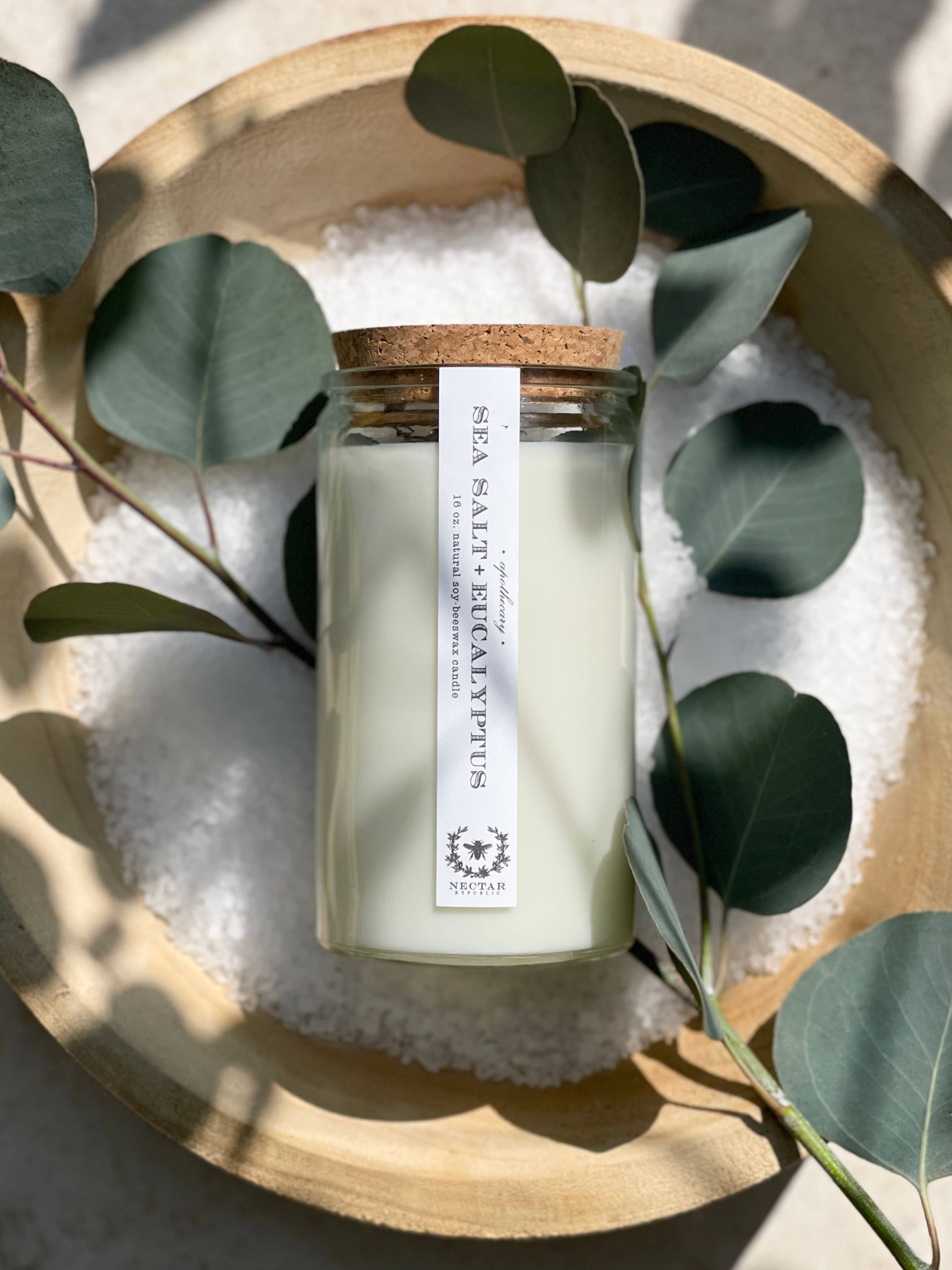 Sea Salt + Eucalyptus Apothecary Candle | summer garden