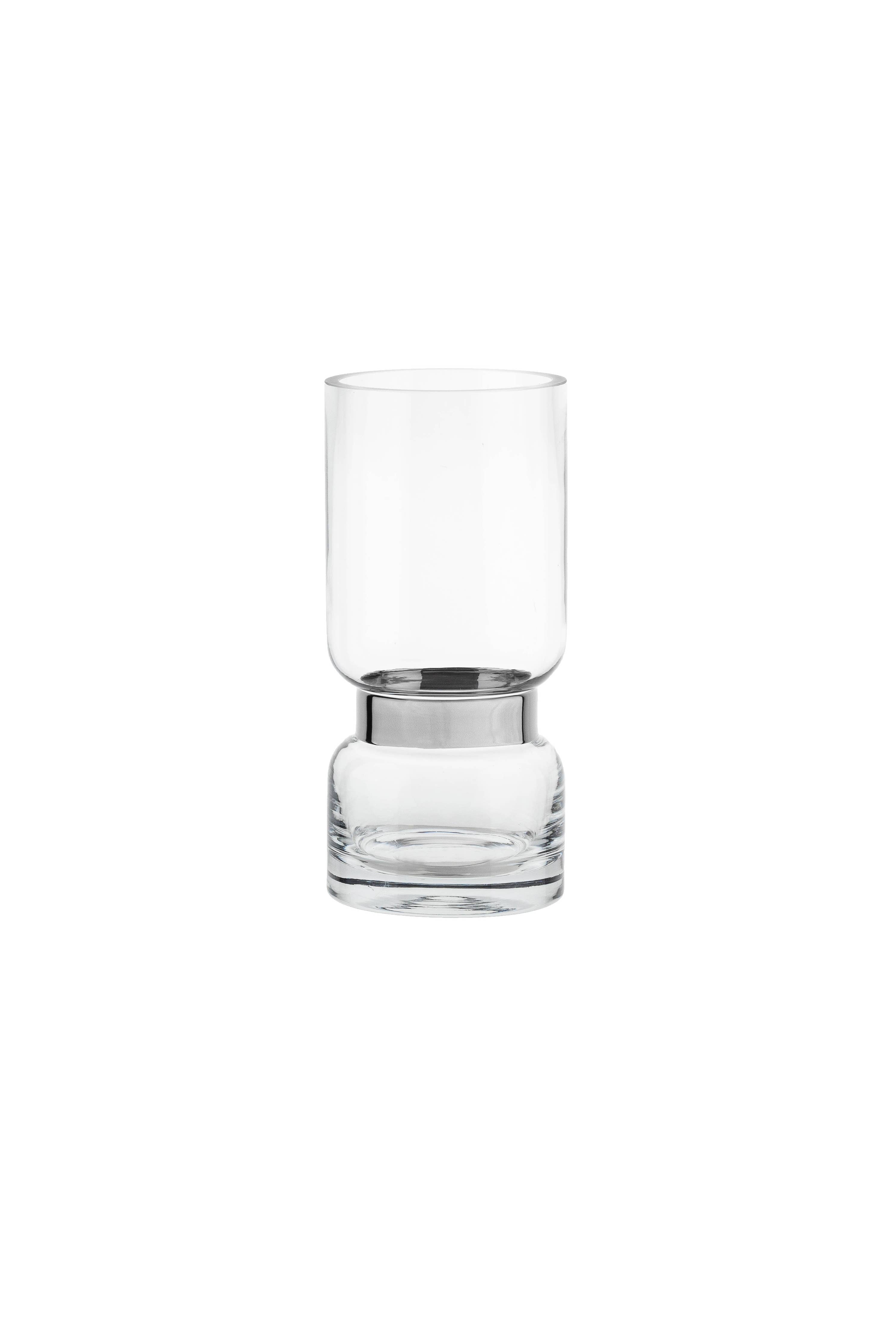 Retro Futurist, Clear Luxury Glass Vase With Silver Trier Si