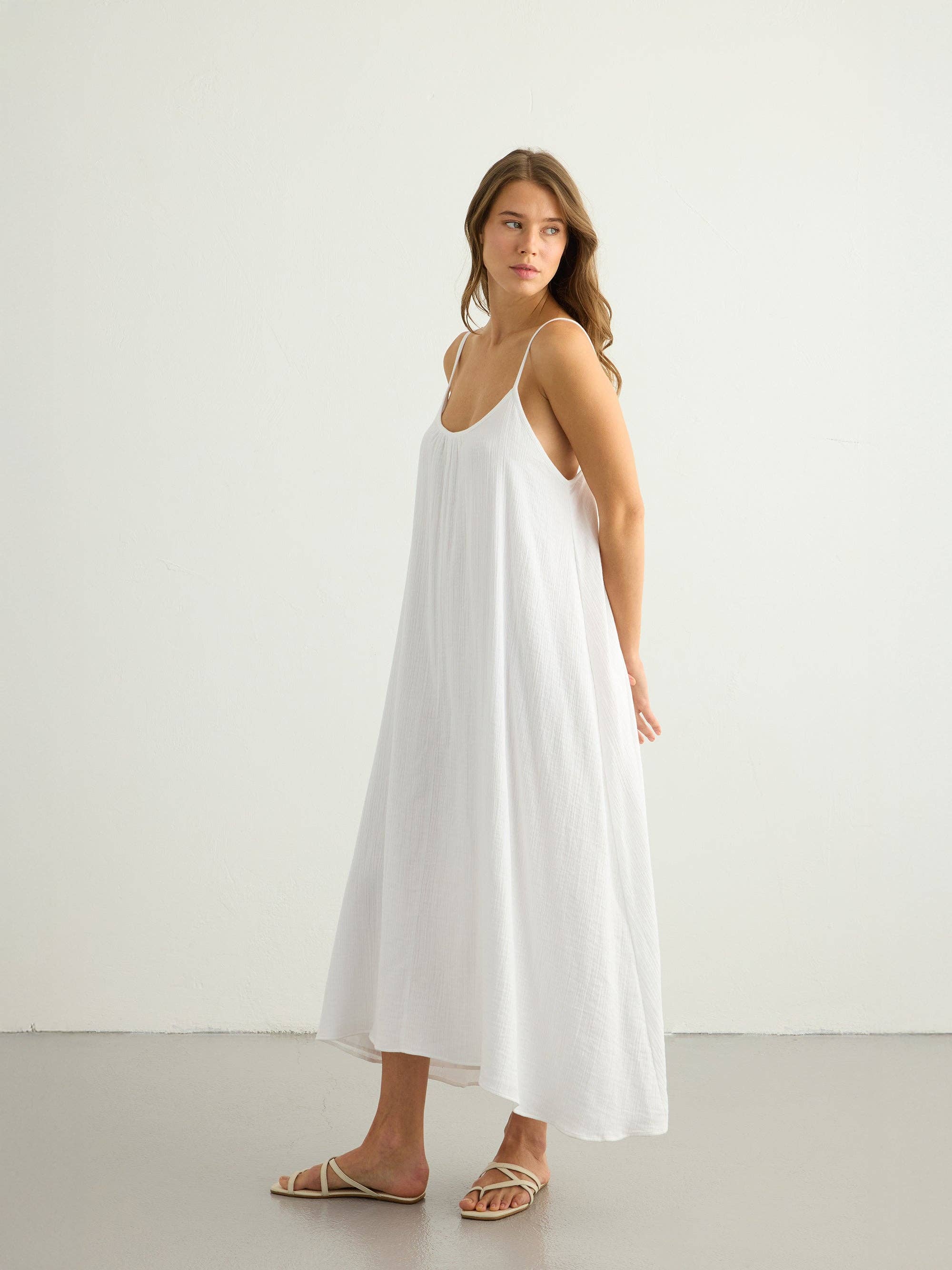 Aura Low Back Maxi Dress - White