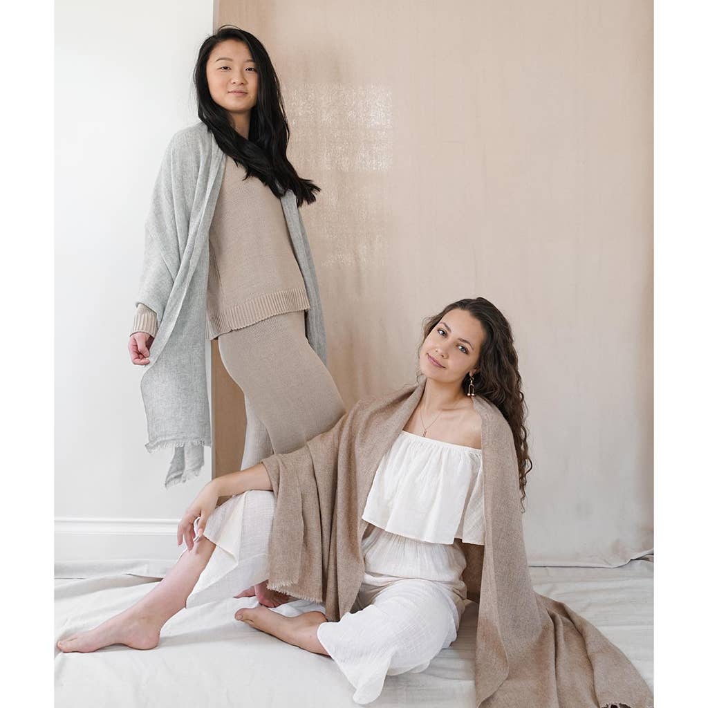 Heathered Gray Handloom Cashmere Scarf