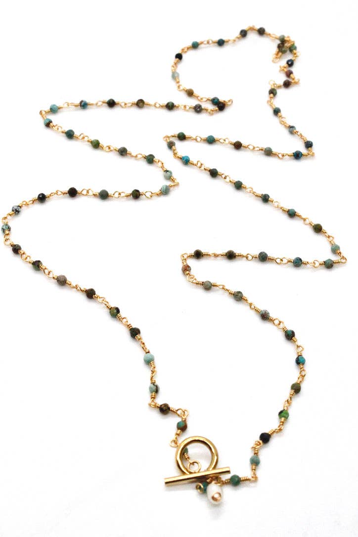 African Turquoise Chain Long Necklace -French Flair Collection-