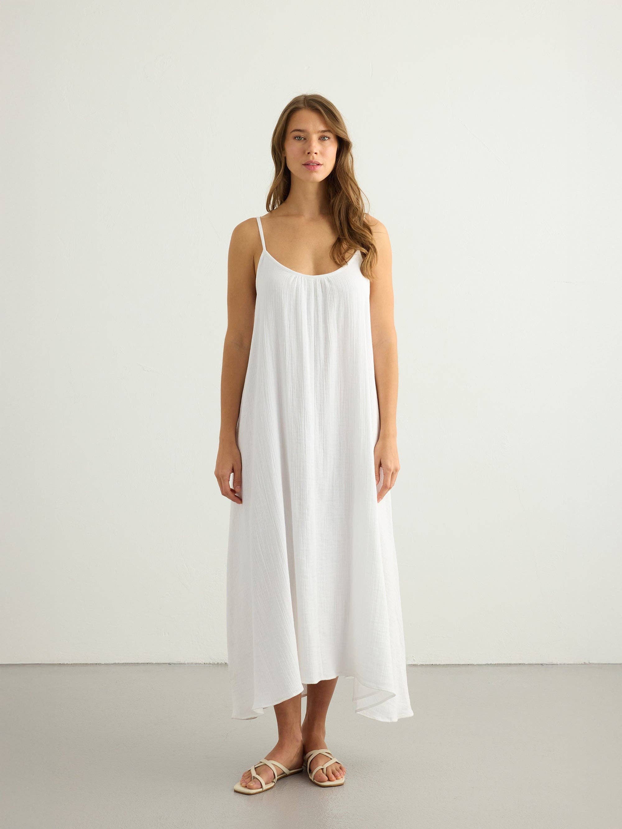 Aura Low Back Maxi Dress - White