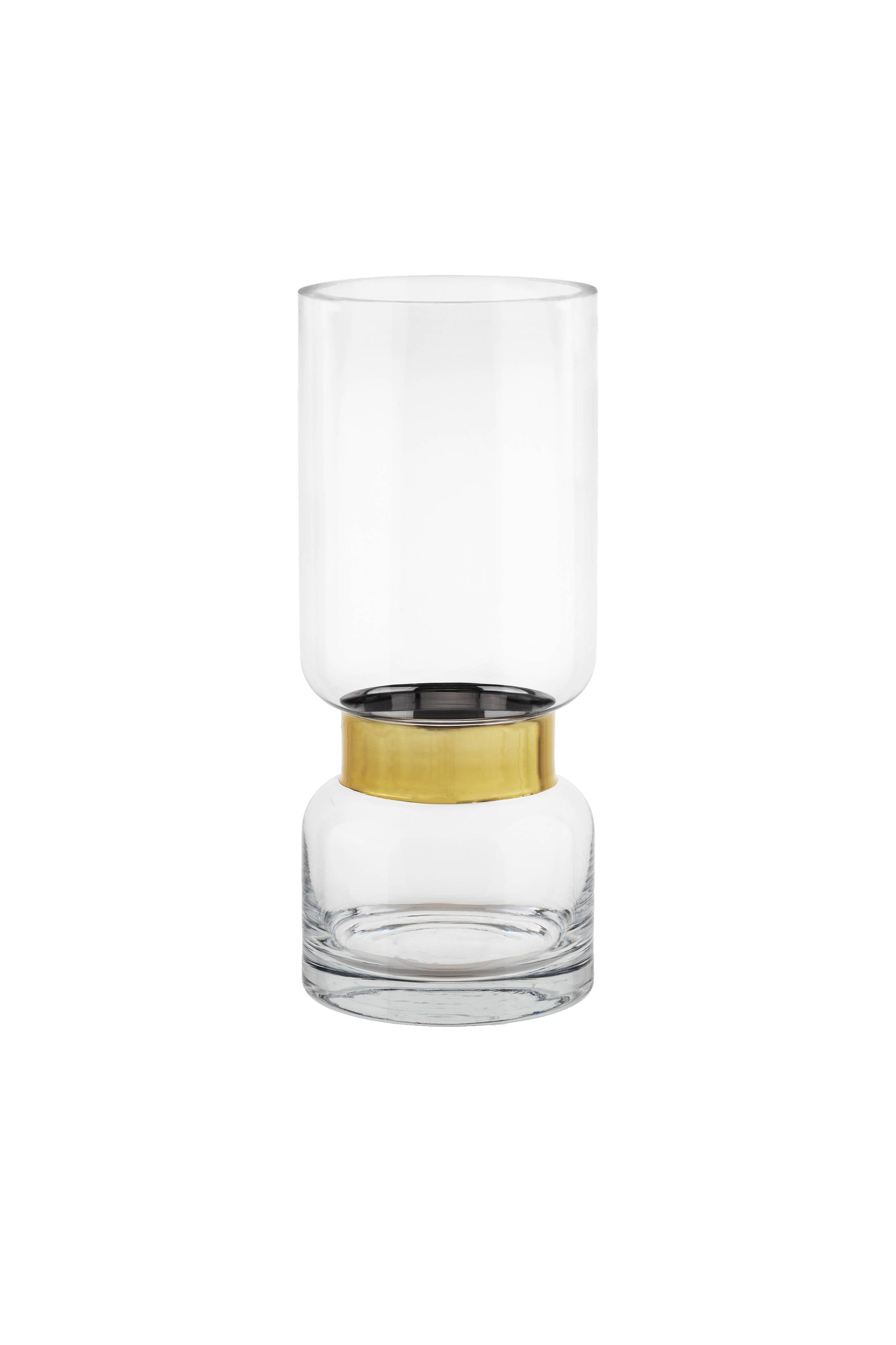 Retro Futurist, Clear Luxury Glass Vase With Silver Trier Si