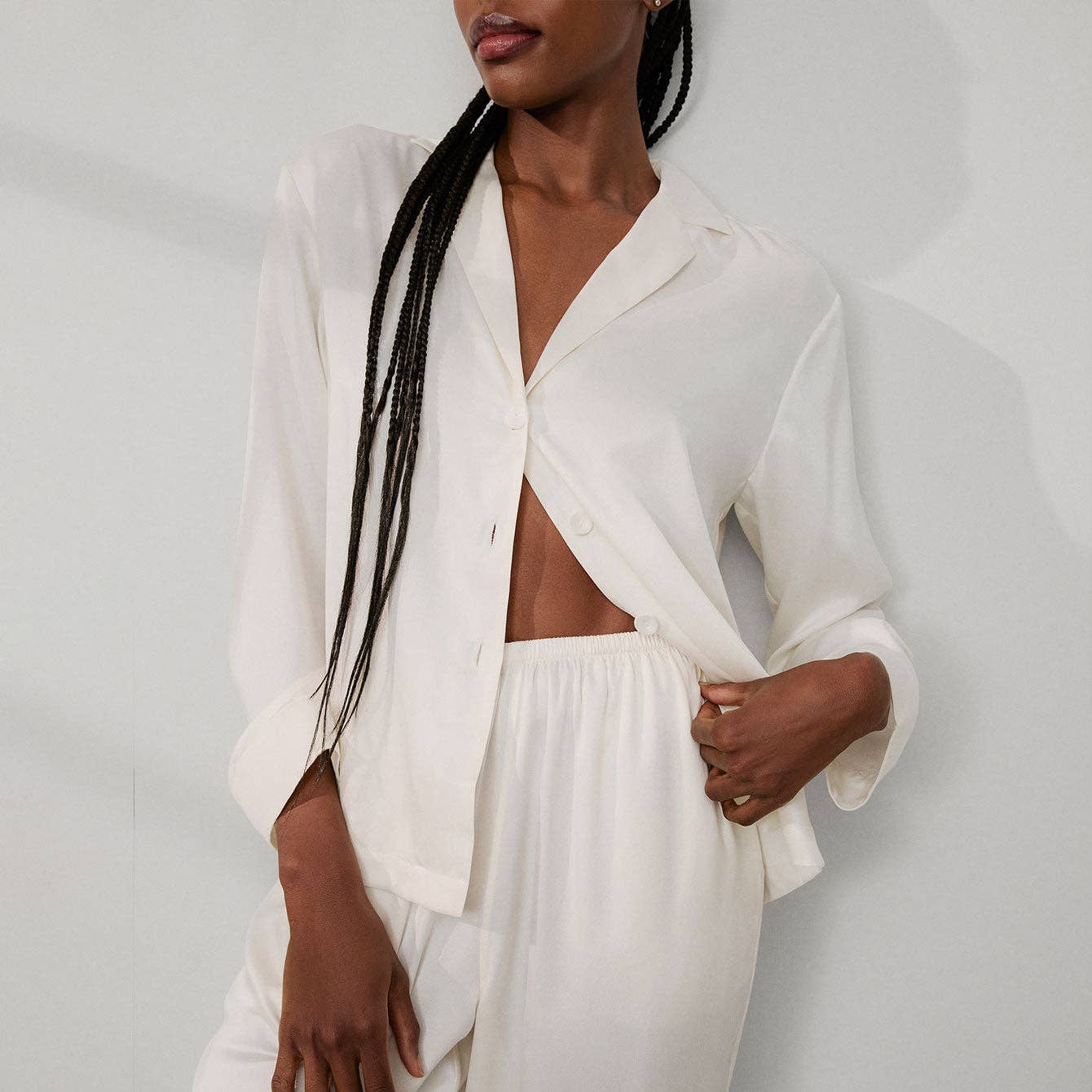 Washable Silk Long Sleeve Pant Set