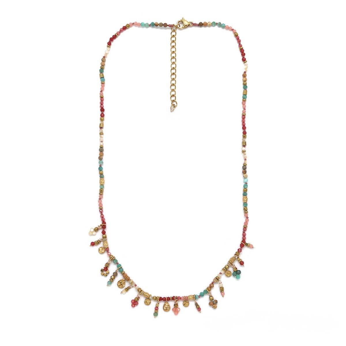 Mini Delicate Mixed Stone with Charms Necklace - N2-2714A