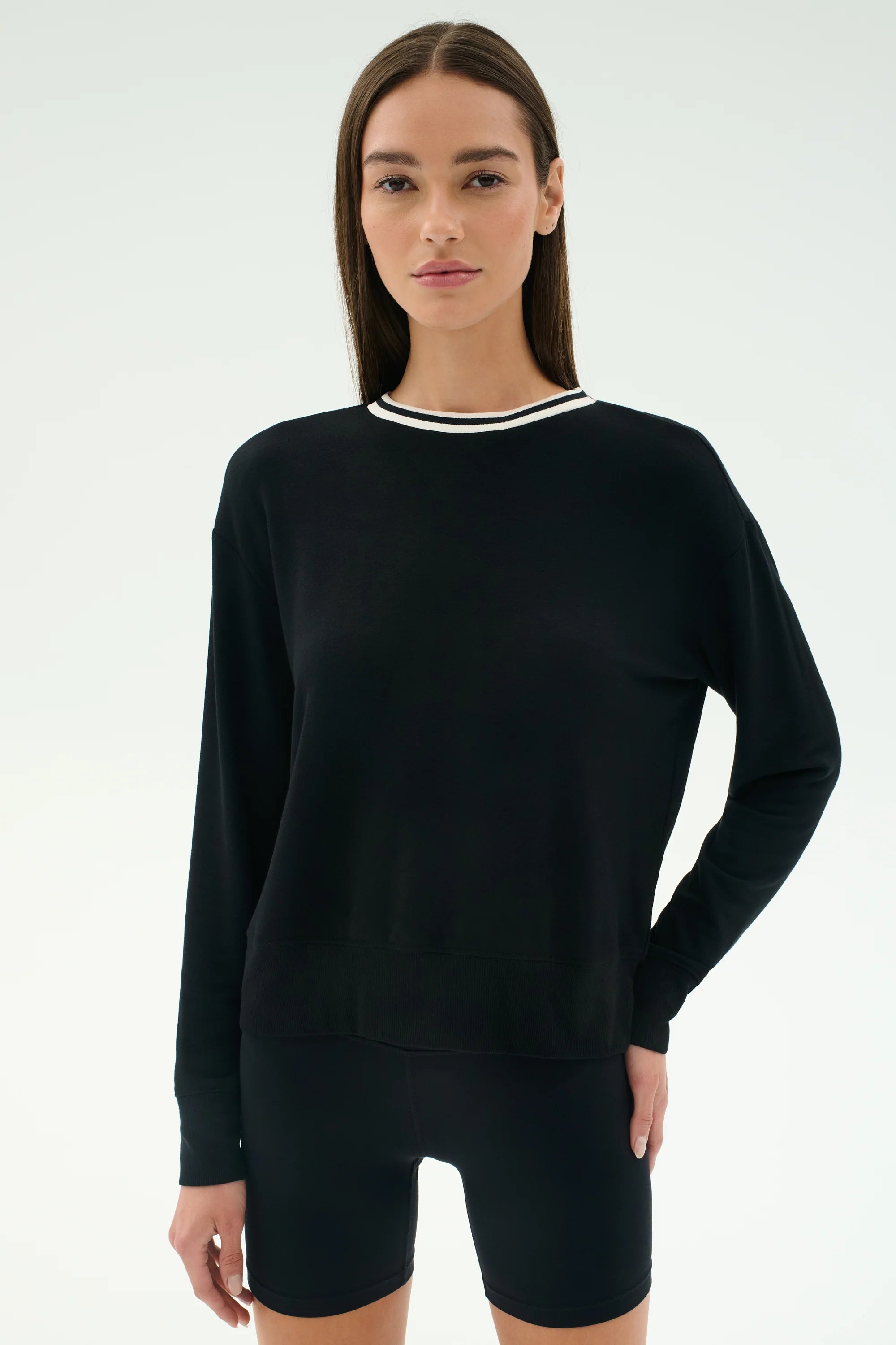 Sonja Fleece Sweatshirt w/stripe top