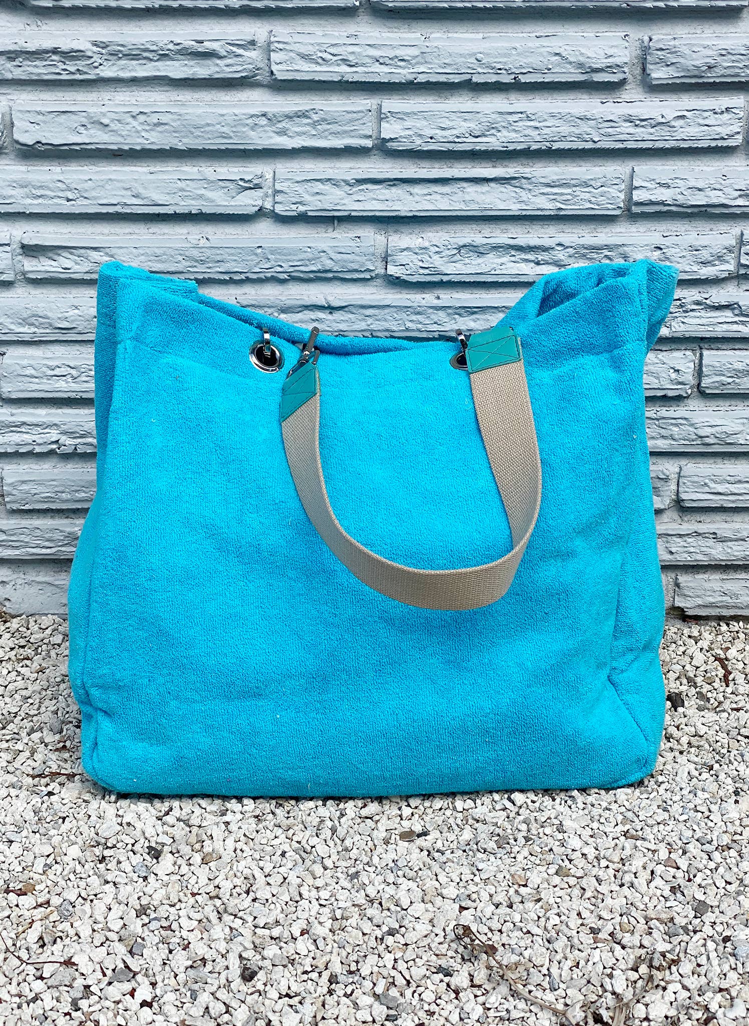 Solid Terry Plastic Lined Tote