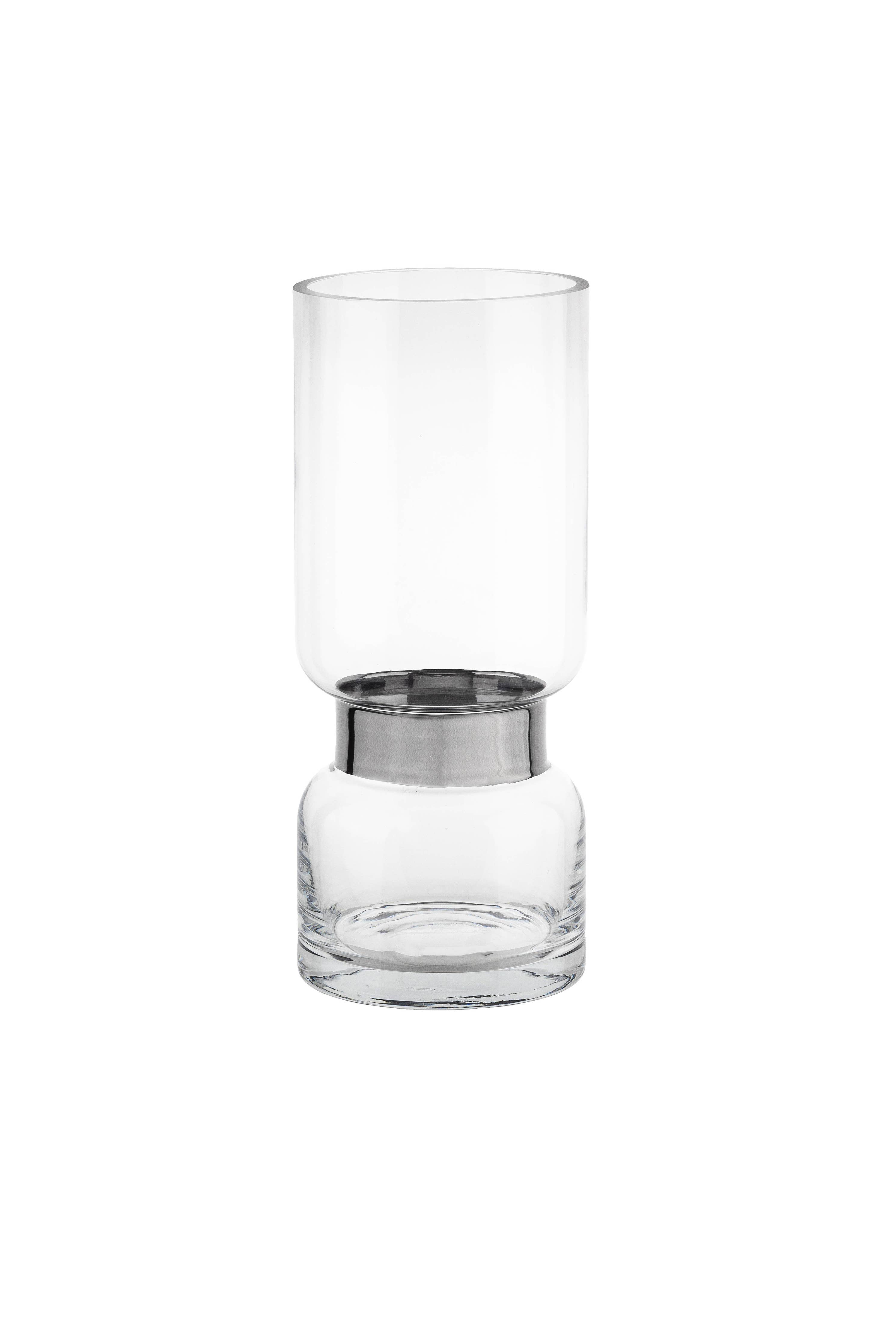 Retro Futurist, Clear Luxury Glass Vase With Silver Trier Si