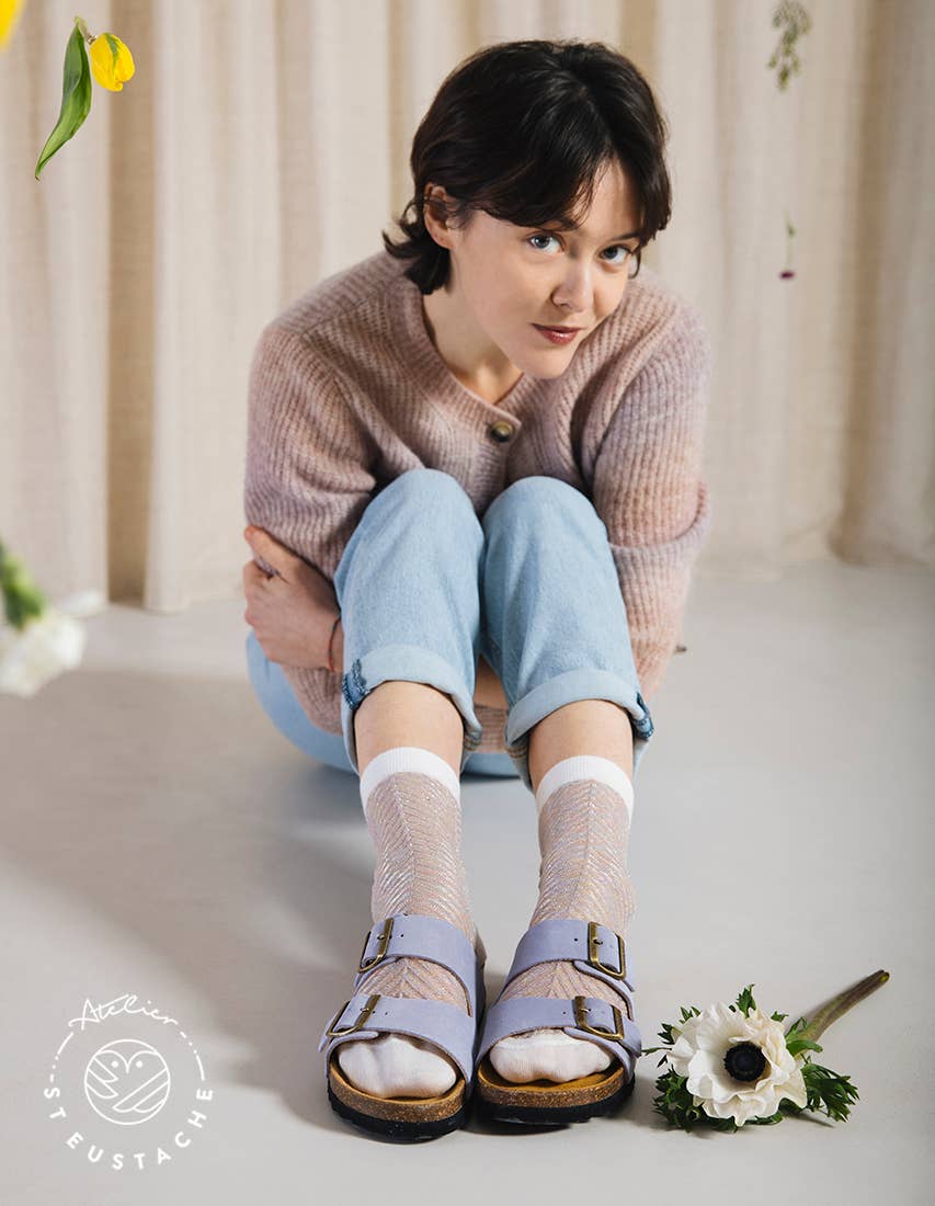 IRIDESCENT FIR • Shiny transparent women's socks