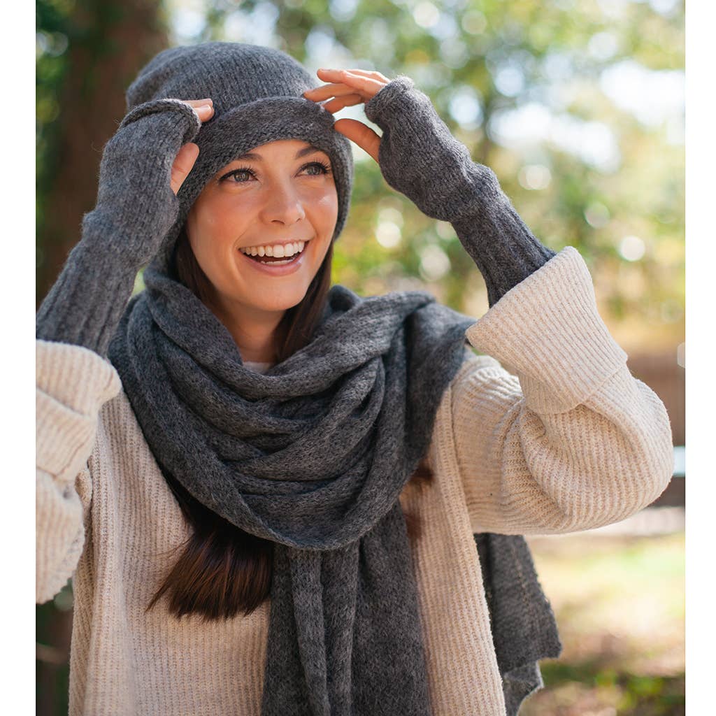 Charcoal Essential Knit Alpaca Beanie Hat