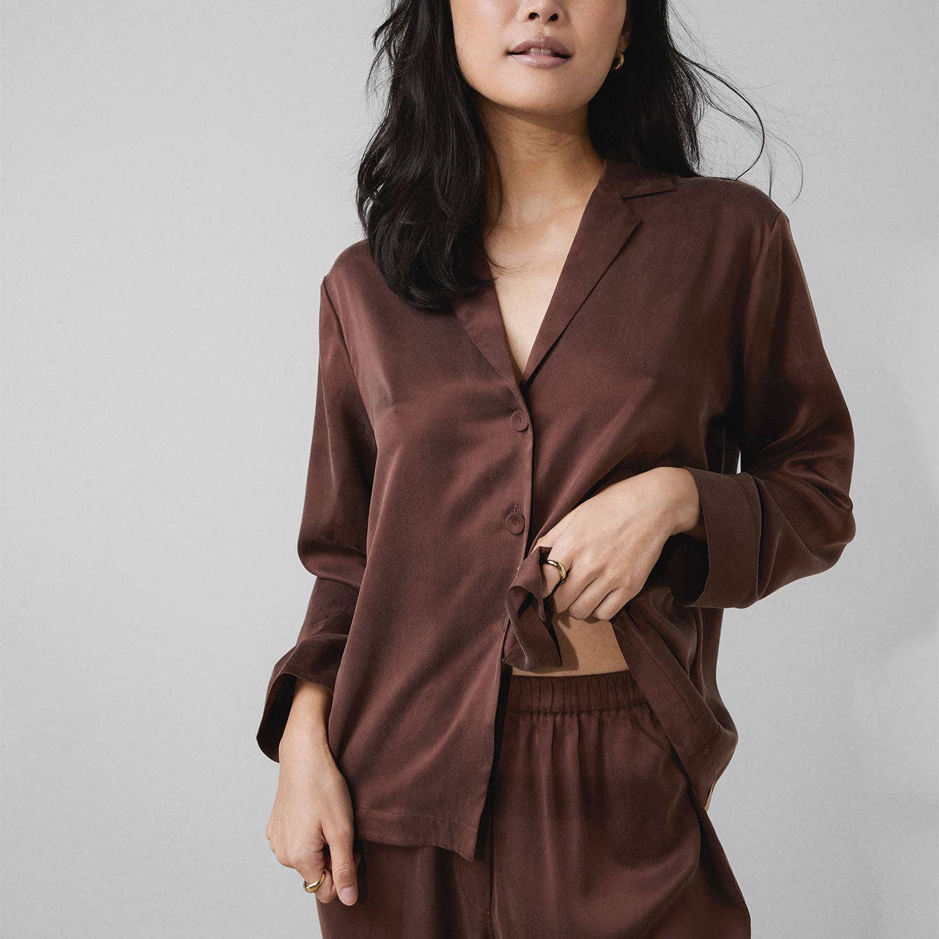 Washable Silk Long Sleeve Pant Set