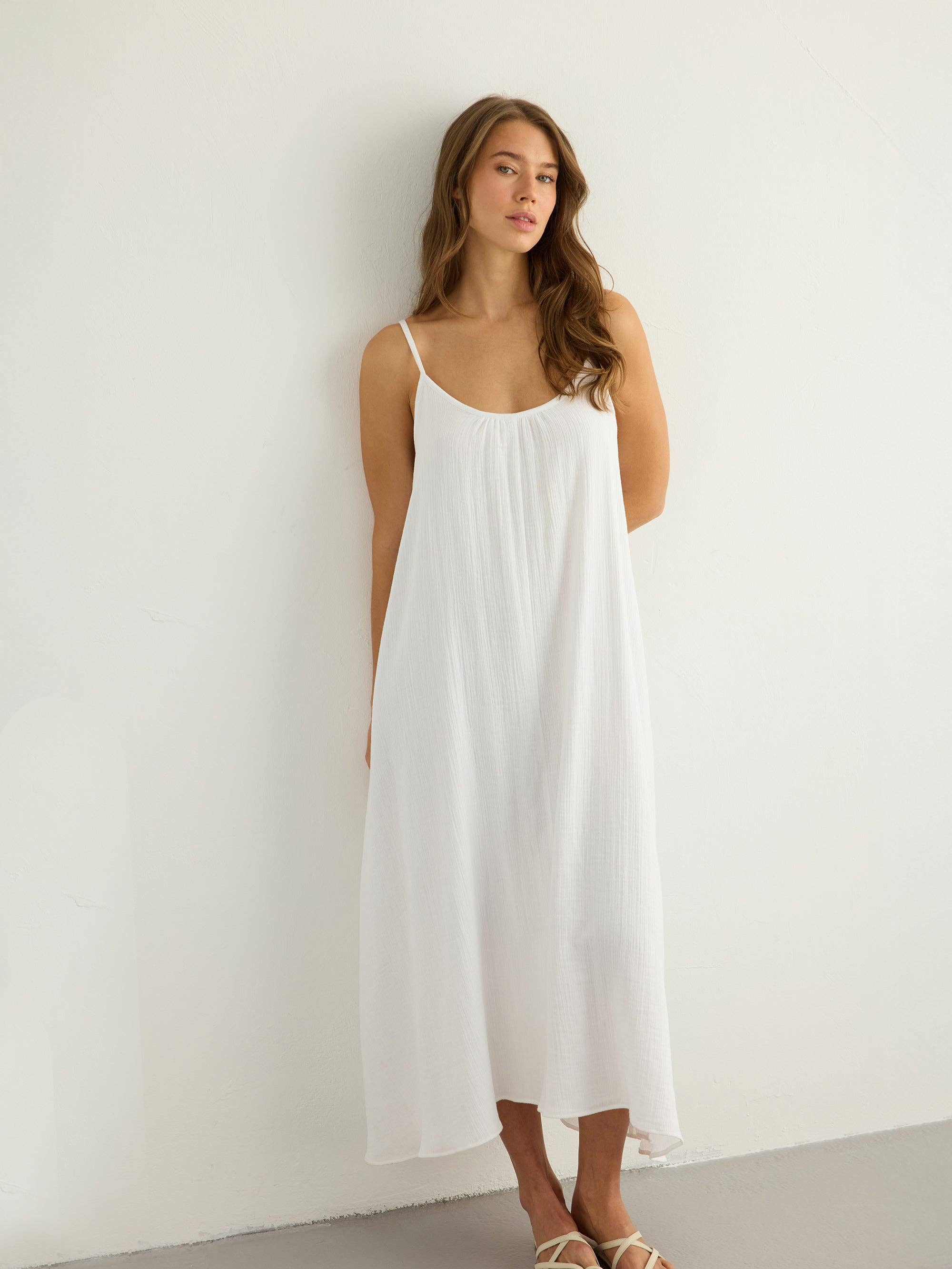 Aura Low Back Maxi Dress - White