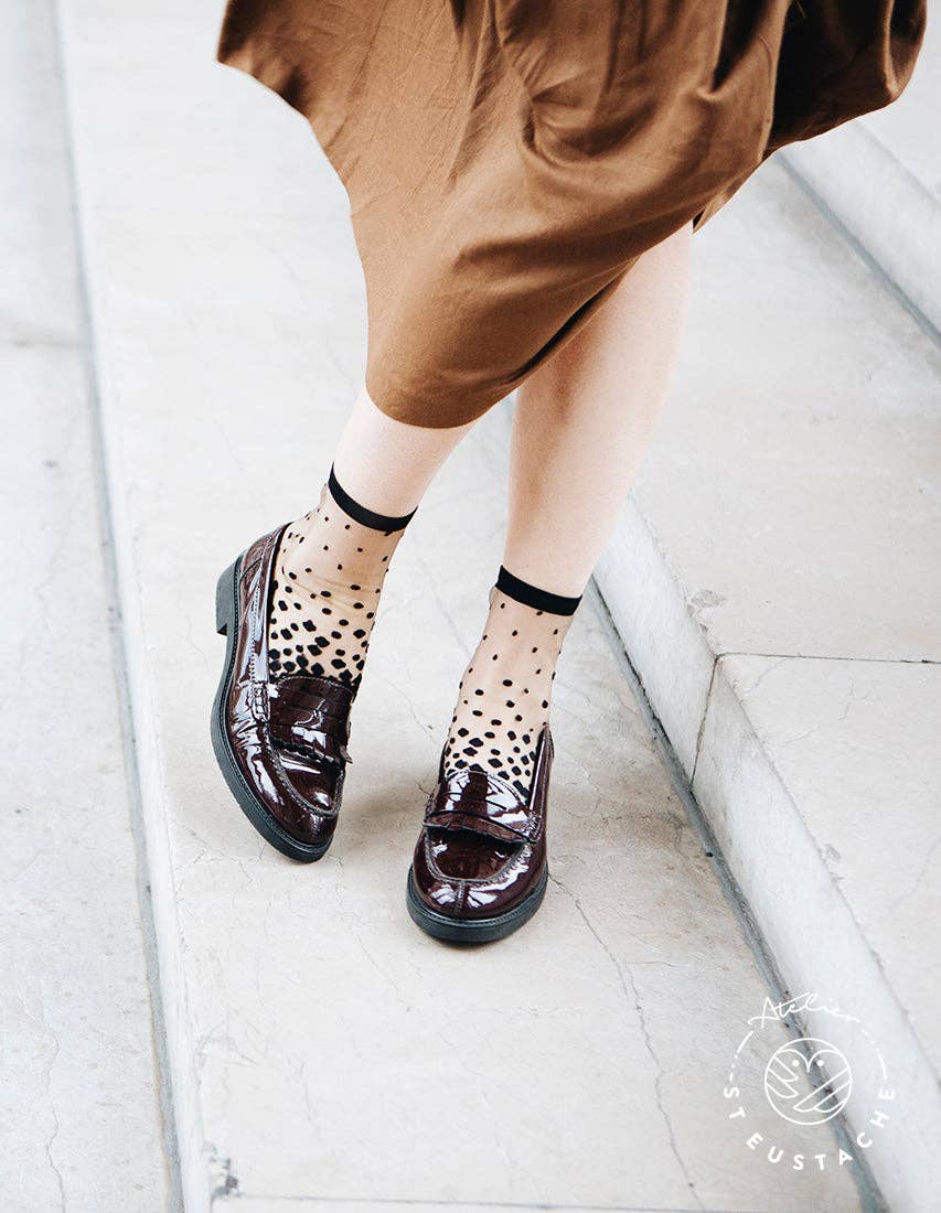 NAKAMEGURO BLACK • Women's transparent plumetis socks