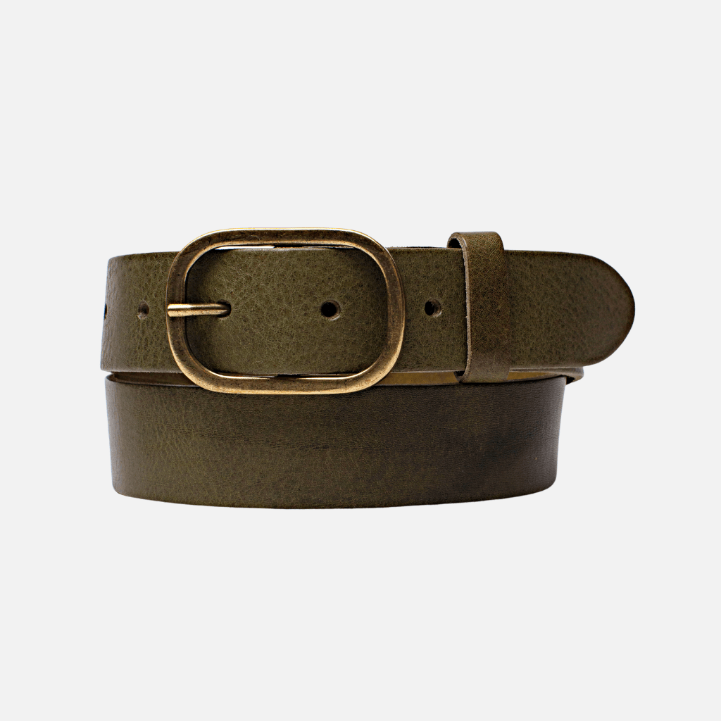Marin | Gold Oval Buckle Design Statement Leather Belt Women