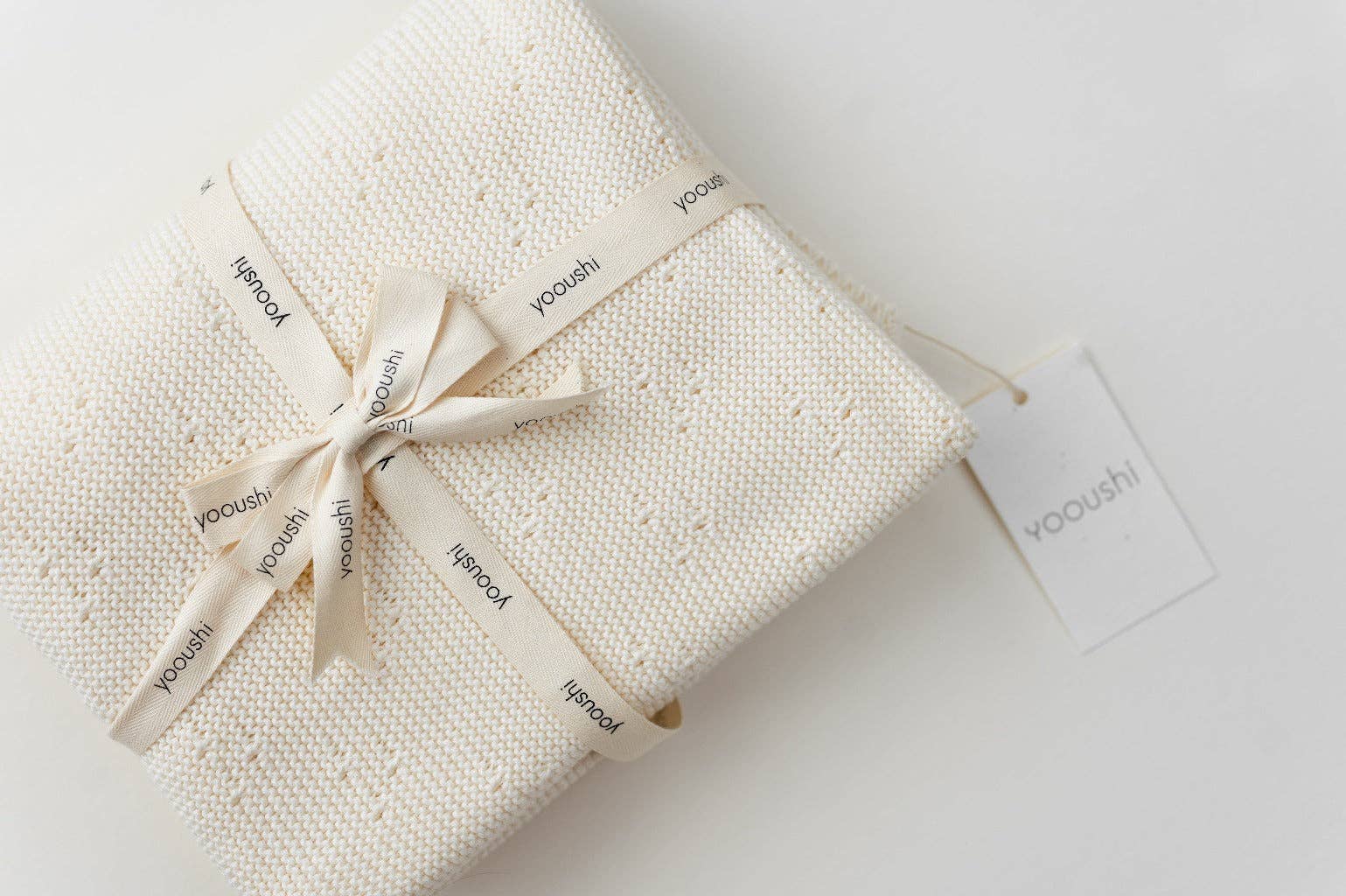 Cotton Knit Cream Baby Blanket