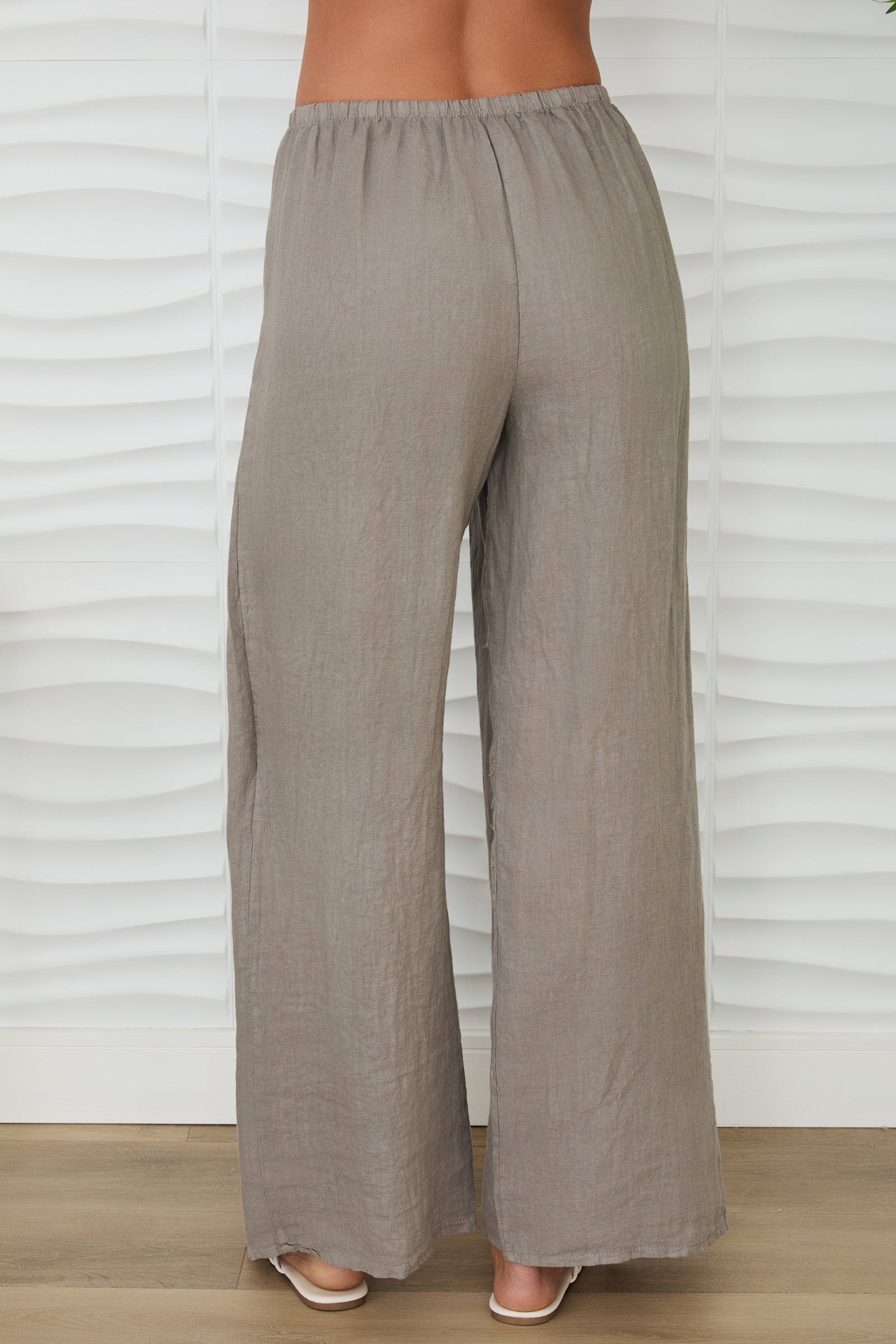 Linen pants with side panel