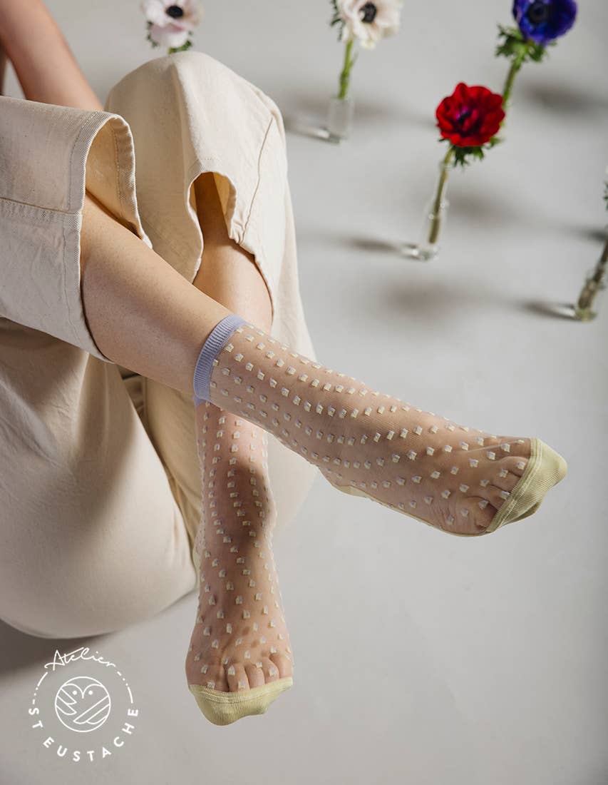 CRESCENT DUNES YELLOW • Transparent polka dot socks
