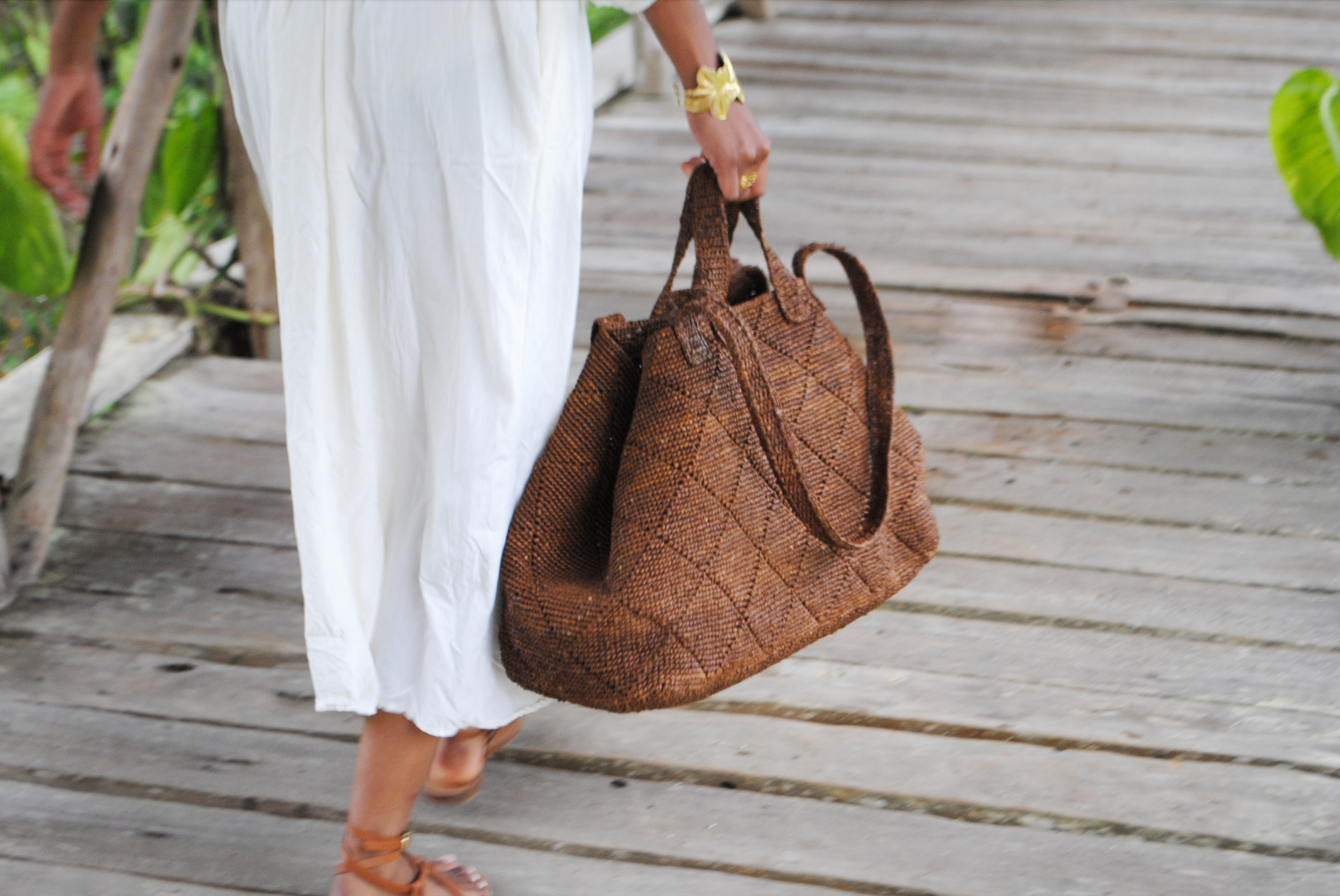 Bossy heritage large bag, in natural raffia