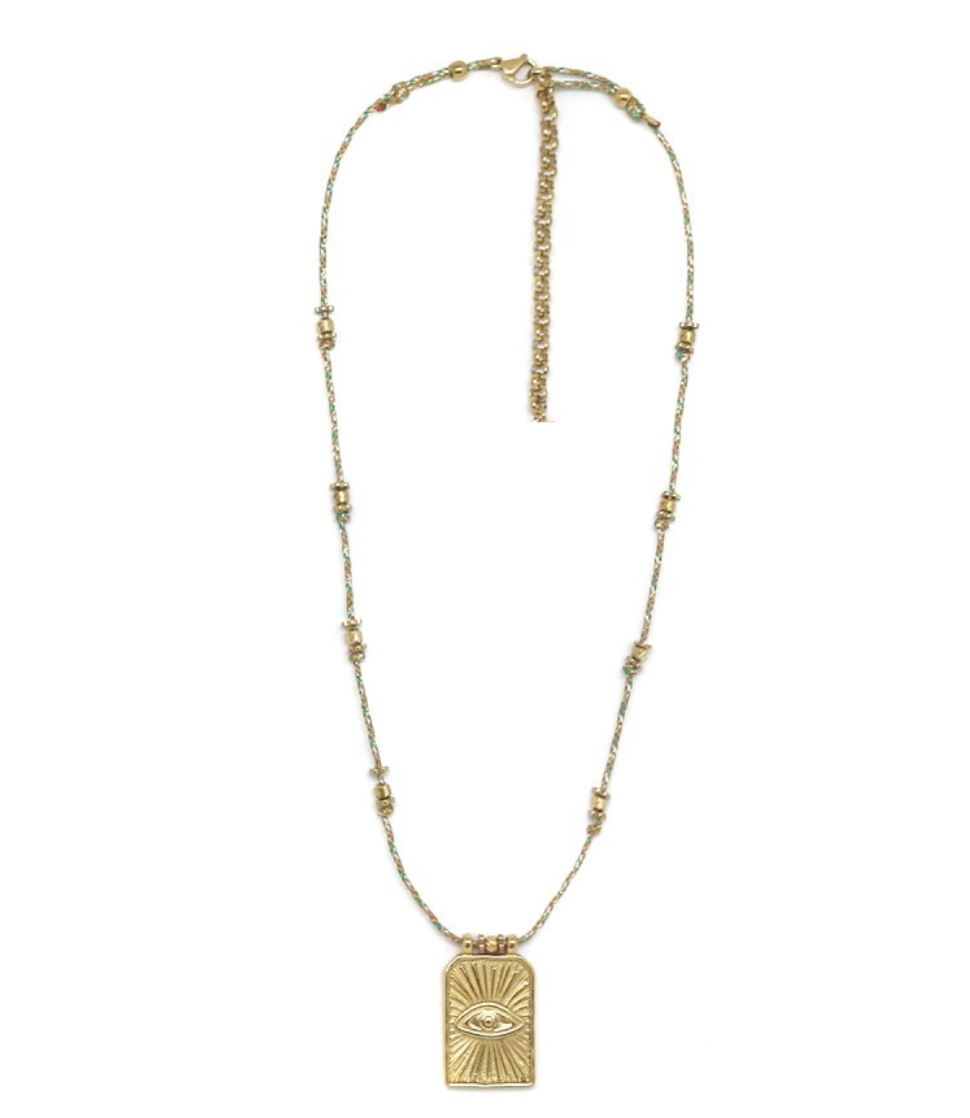 Gold Evil Eye Cord Necklace - N2-2599